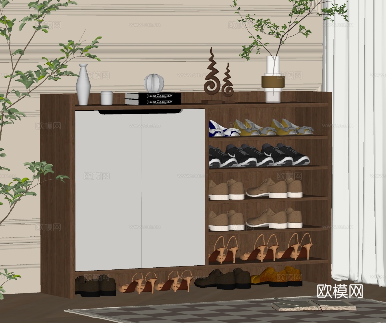 现代鞋柜su模型下载（渲染图2）