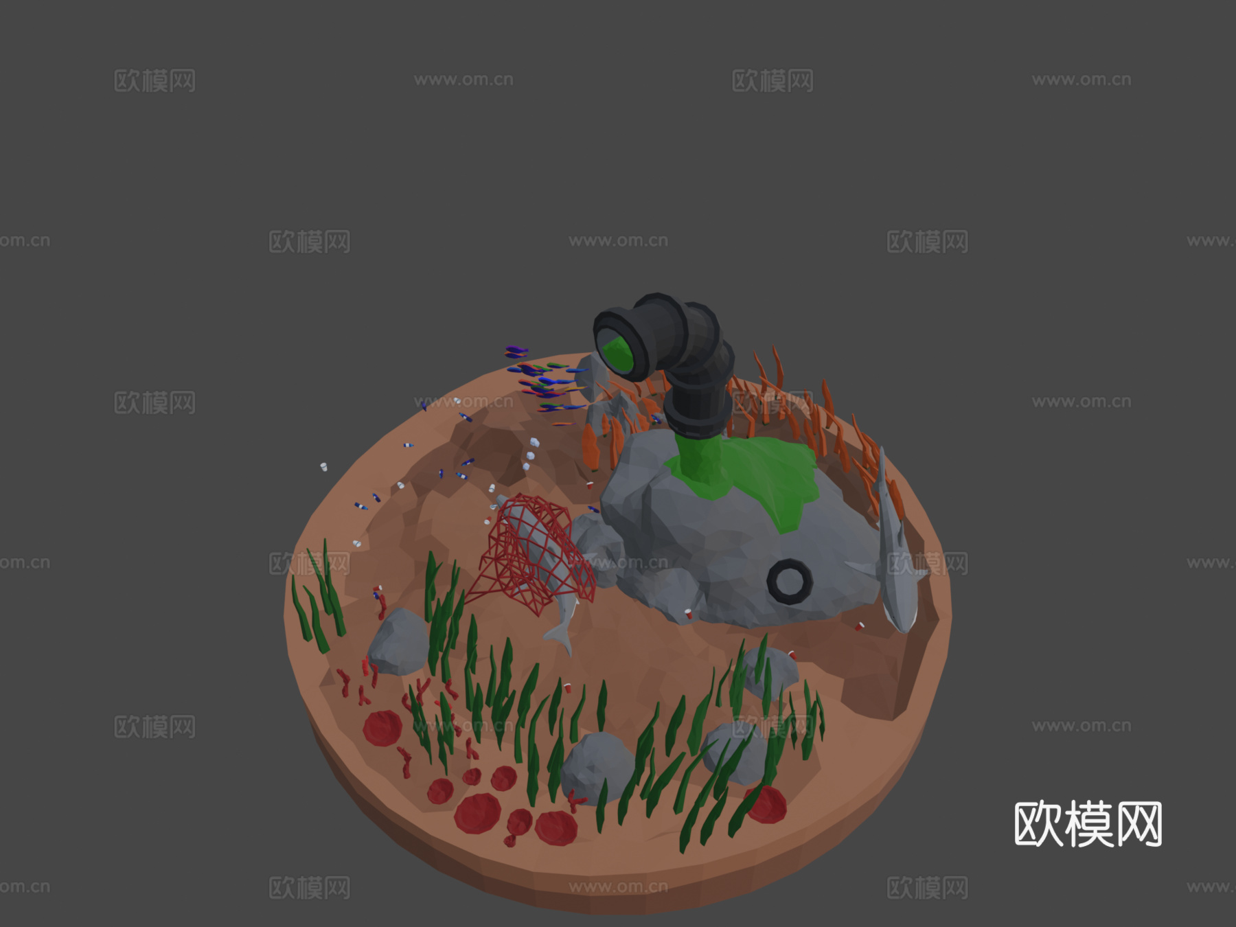 海洋污染-低多边形立体模型3d模型