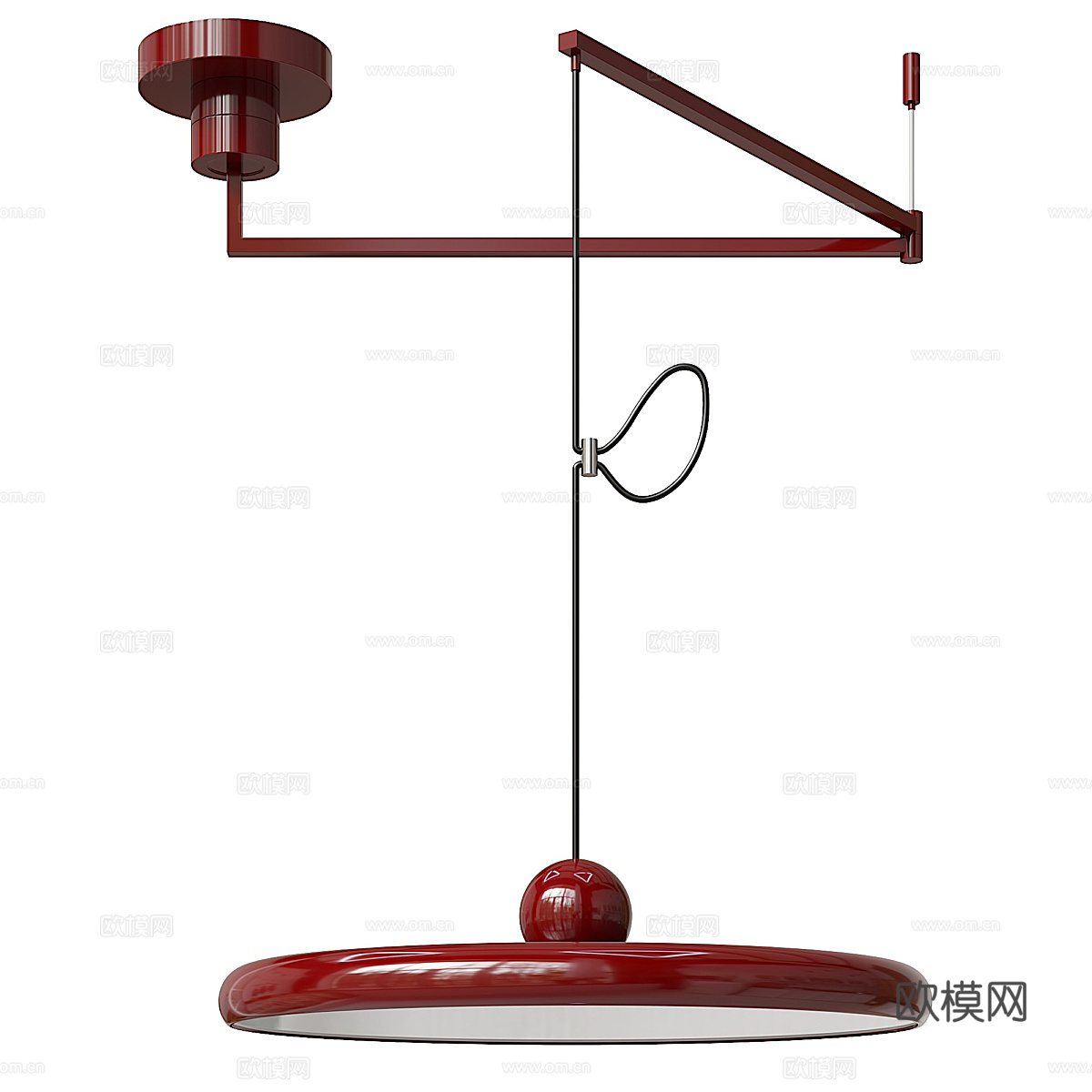 现代意式极简圆盘装饰小吊灯3d模型