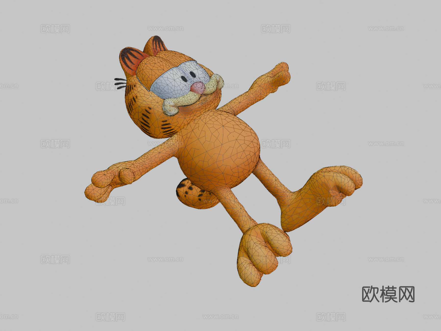 低多边形加菲猫(全骨骼绑定)3d模型