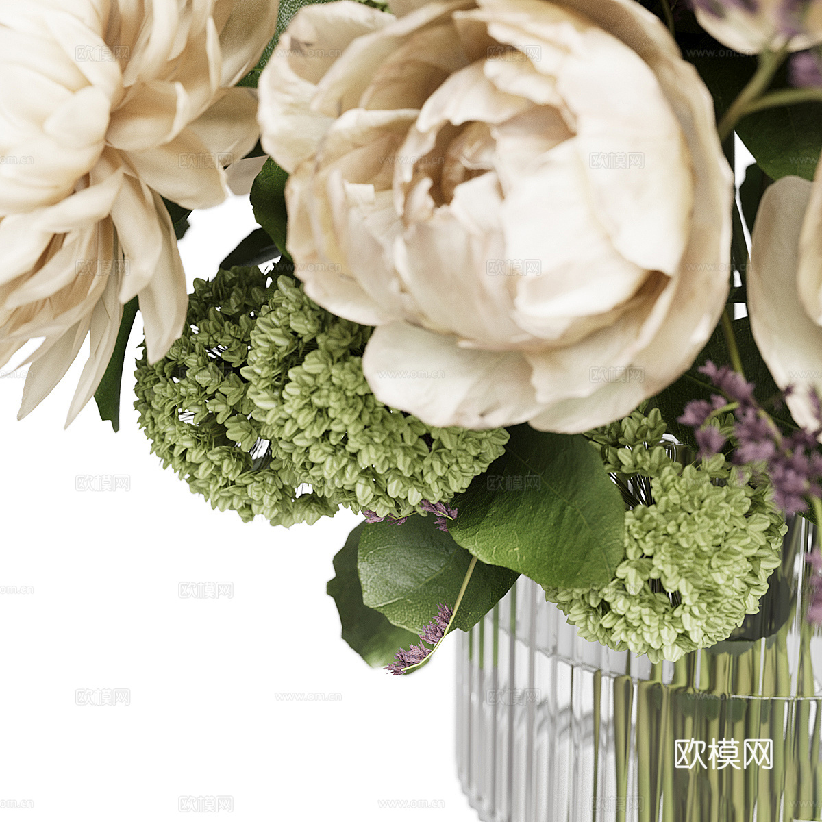 现代奶油风花瓶花艺3d模型