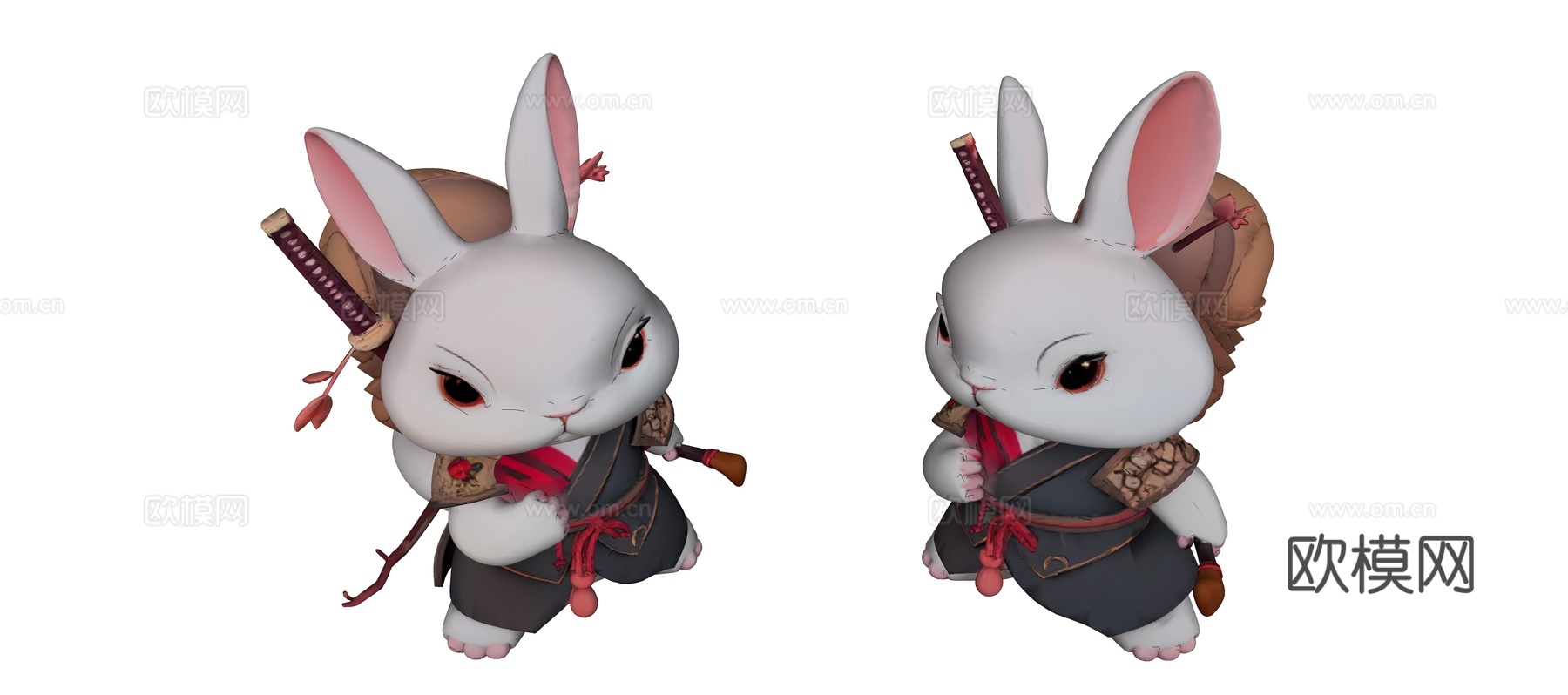 小白兔武士雕塑su模型