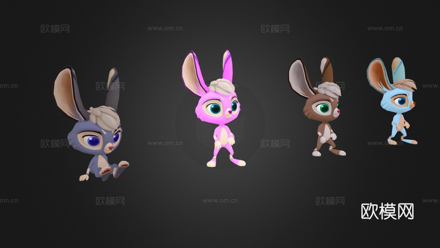 卡通兔子动画包3d模型