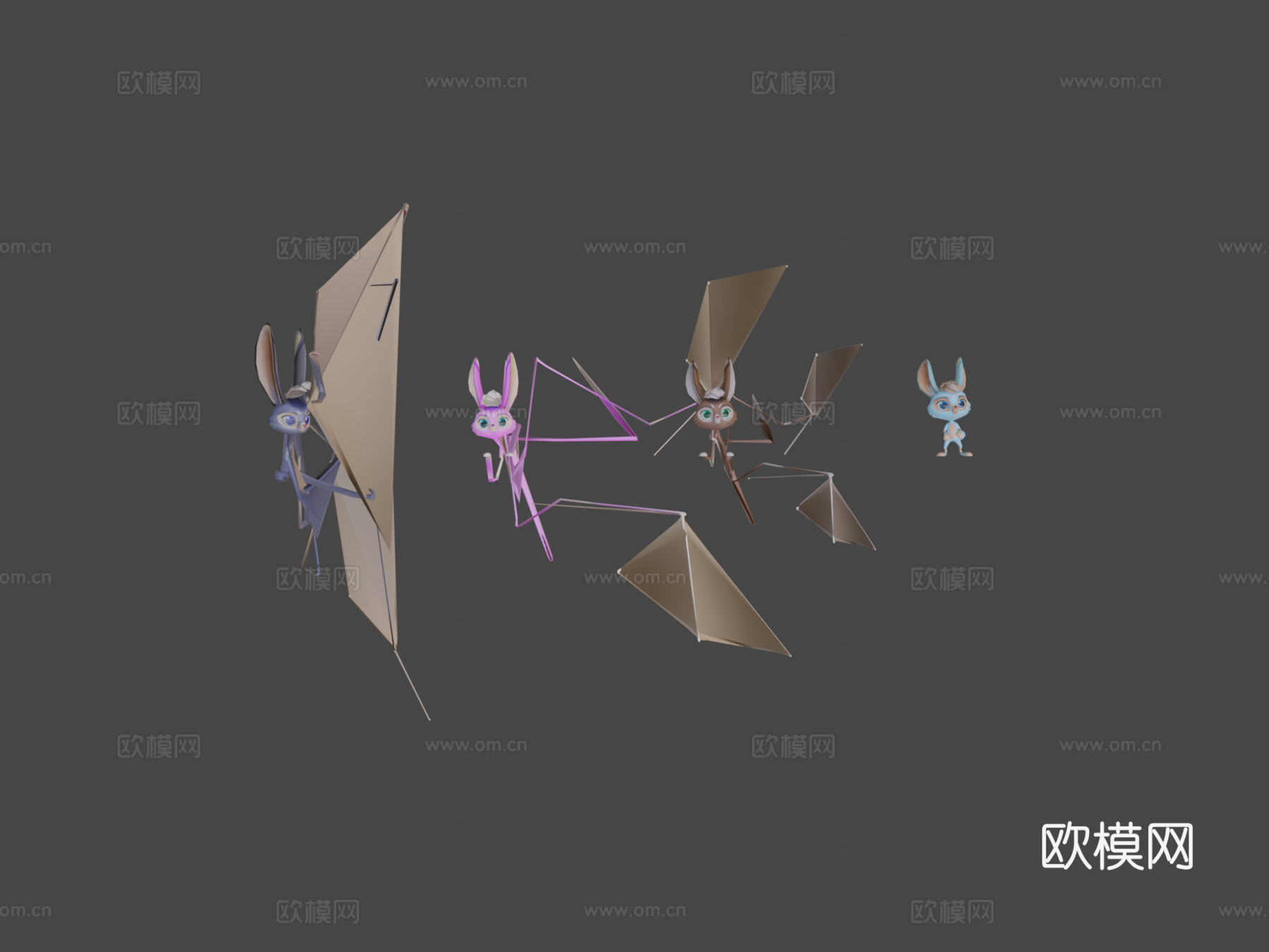 卡通兔子动画包3d模型