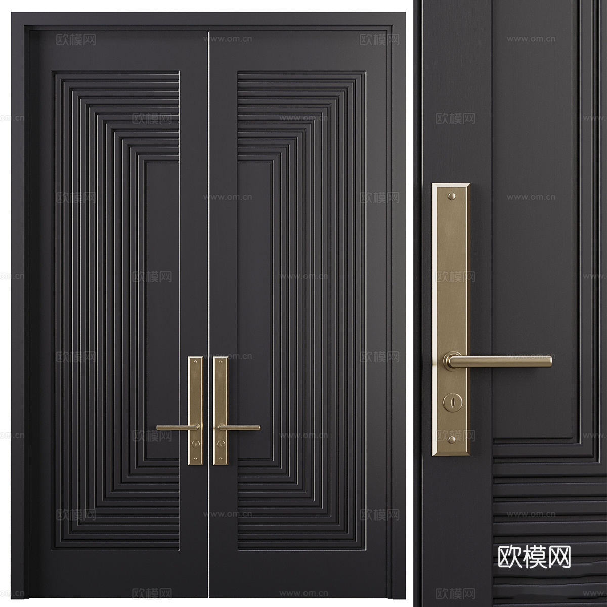 现代意式轻奢双开门 对开门3d模型