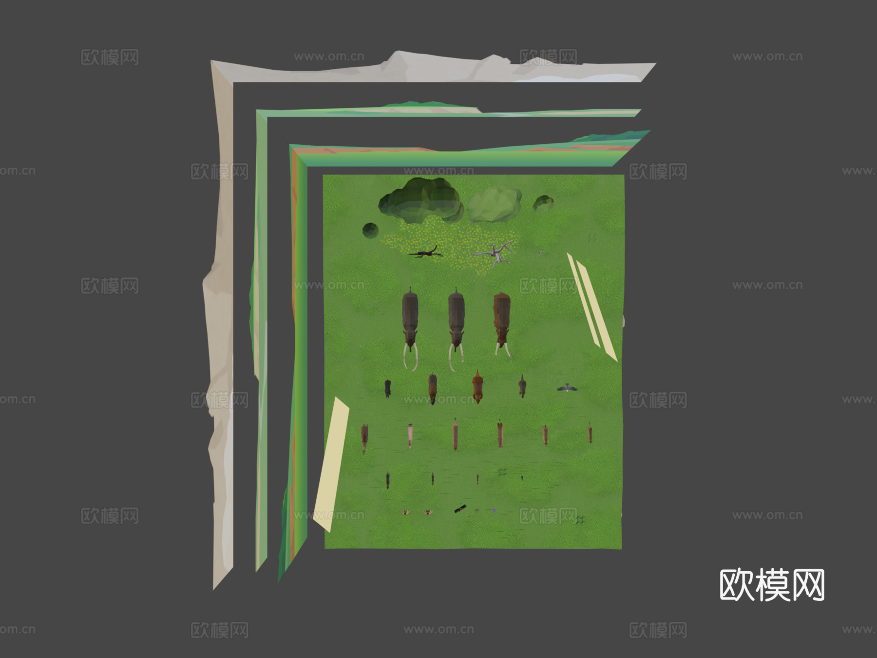 低多边形史前动物3d模型