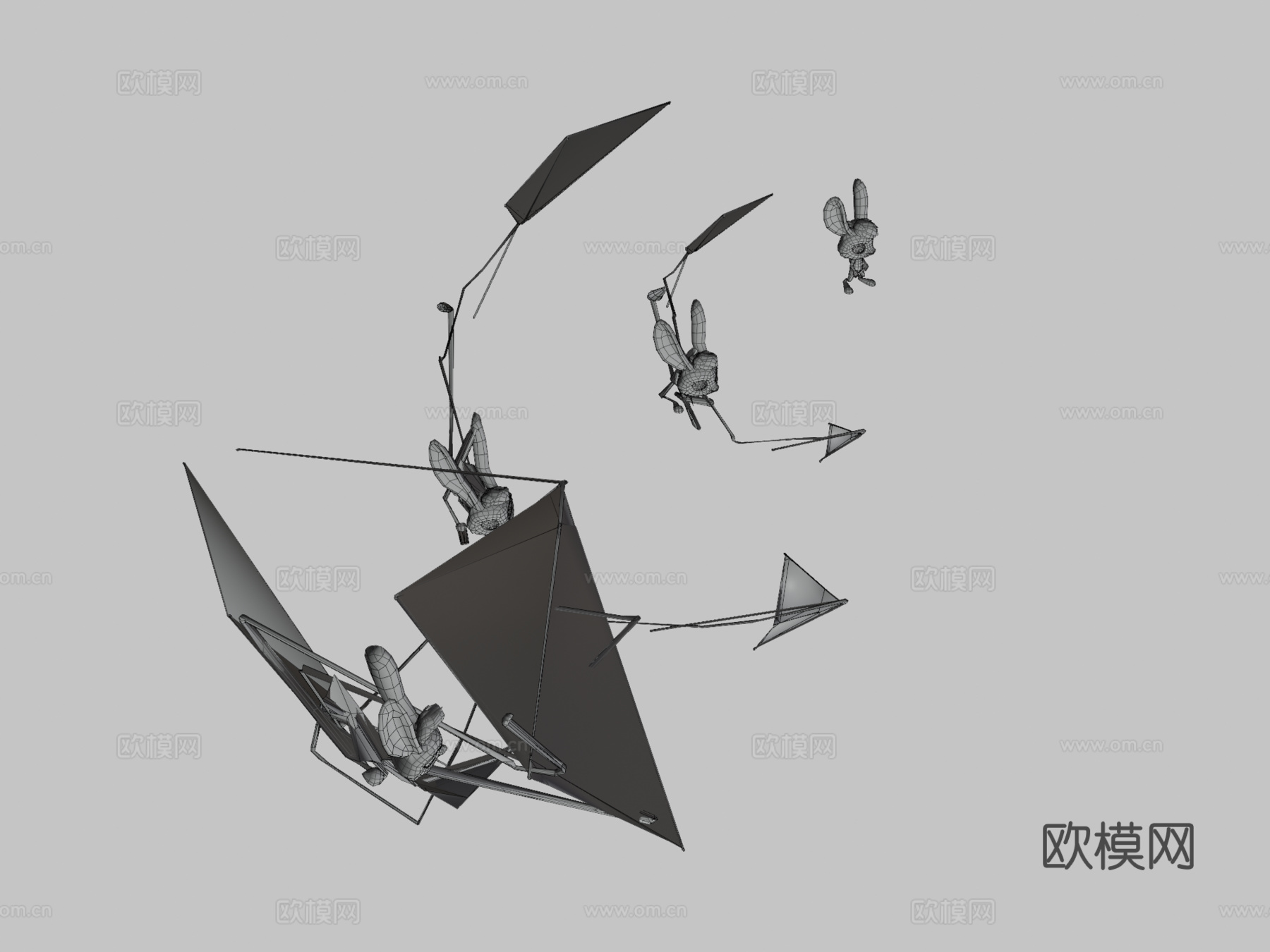 卡通兔子动画包3d模型