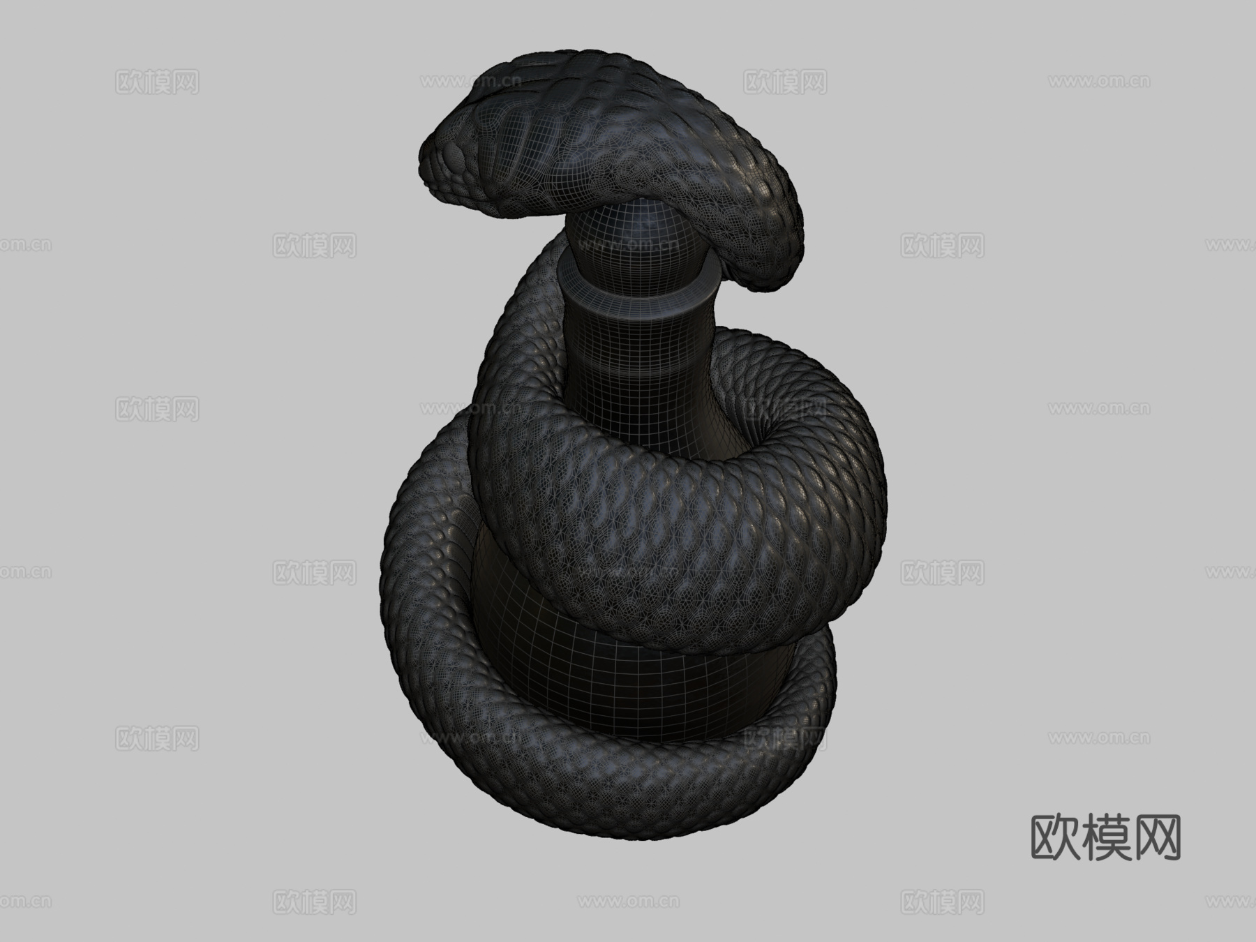 蛇雕塑3d模型