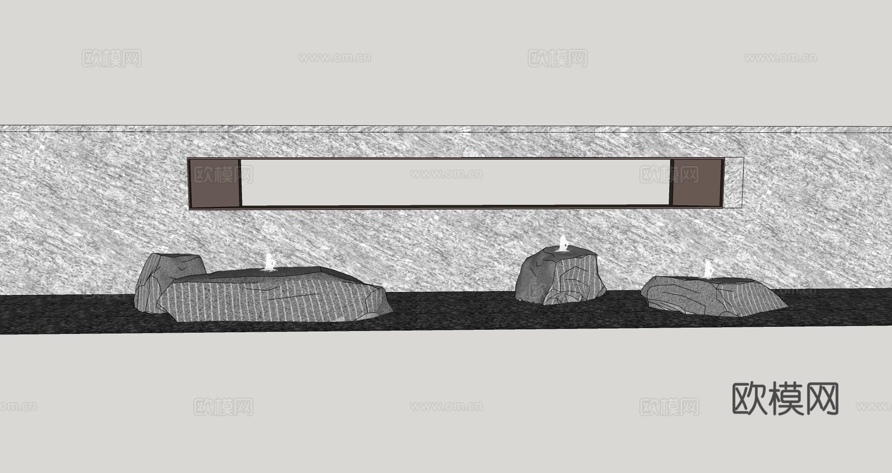 新中式景墙围墙文化景墙艺术景墙小区门头su模型