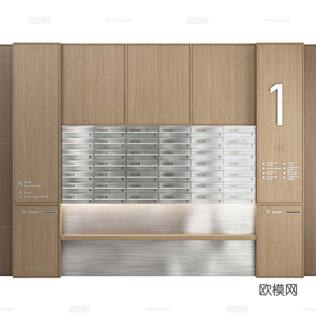 现代意式极简储物柜 邮箱 快递柜3d模型
