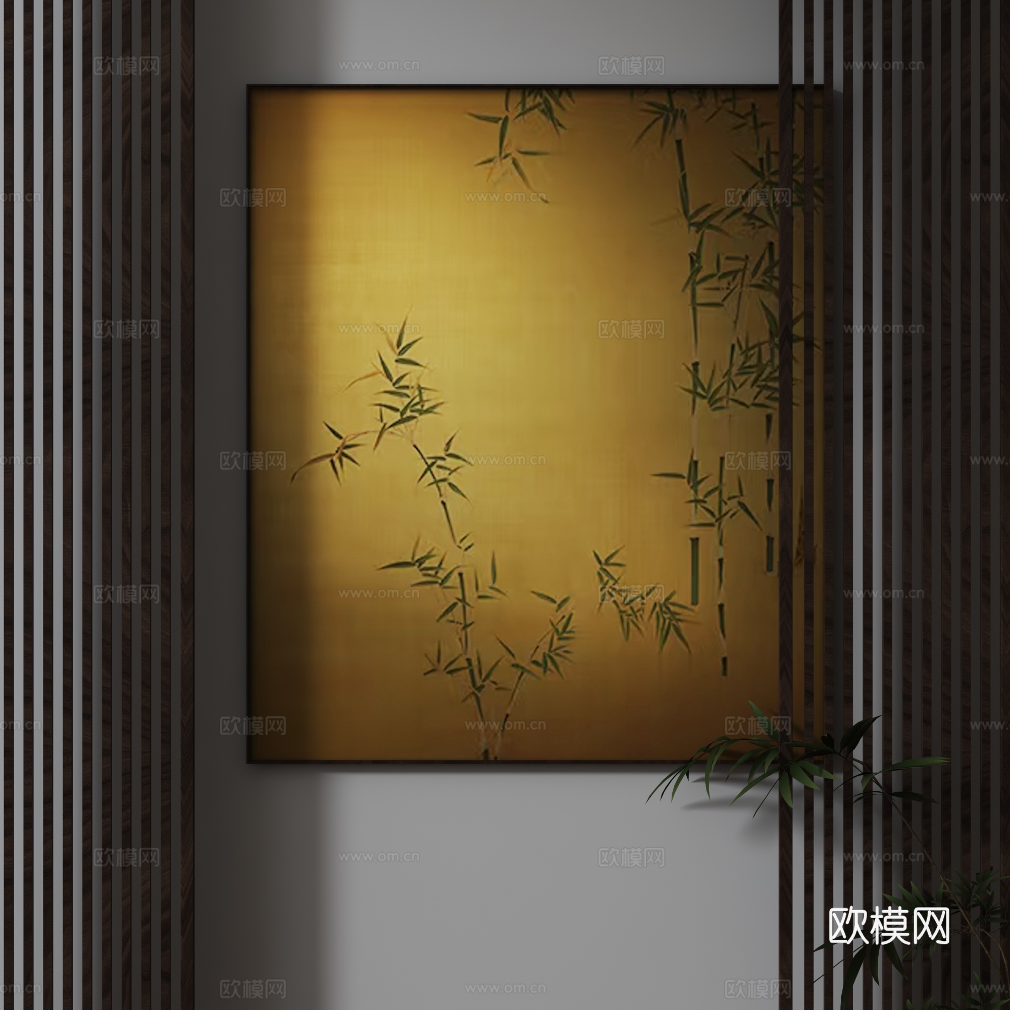 中式禅意客厅茶室玄关挂画3d模型