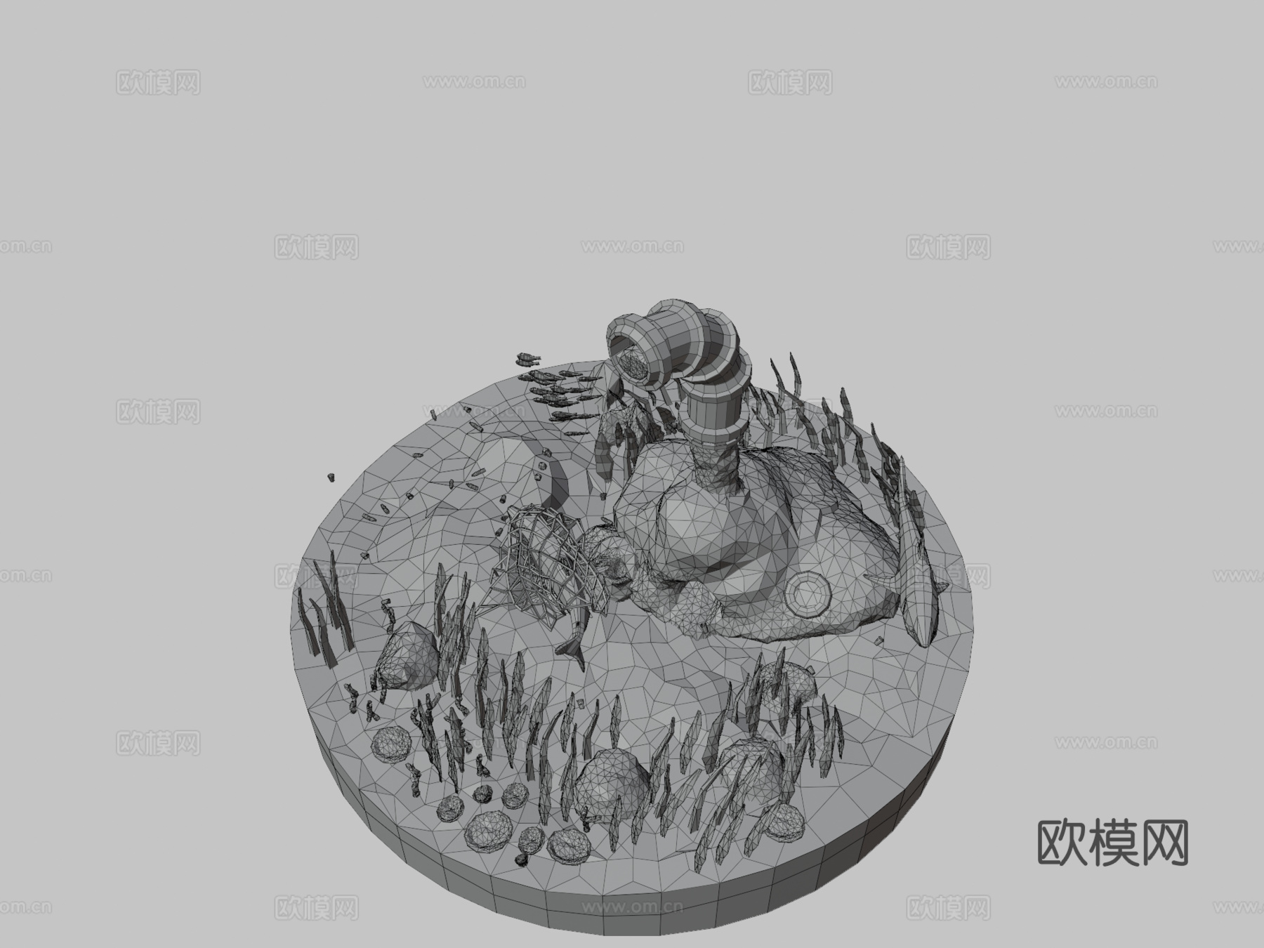 海洋污染-低多边形立体模型3d模型