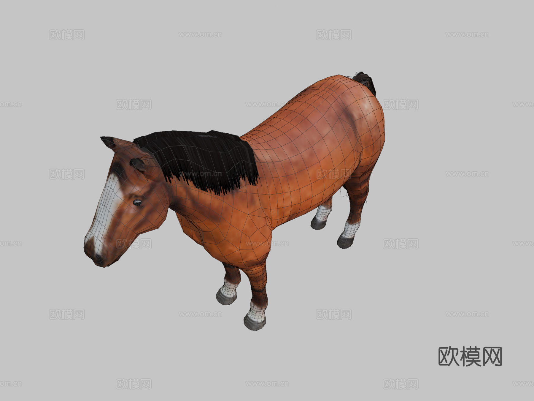 带纹理的马3d模型
