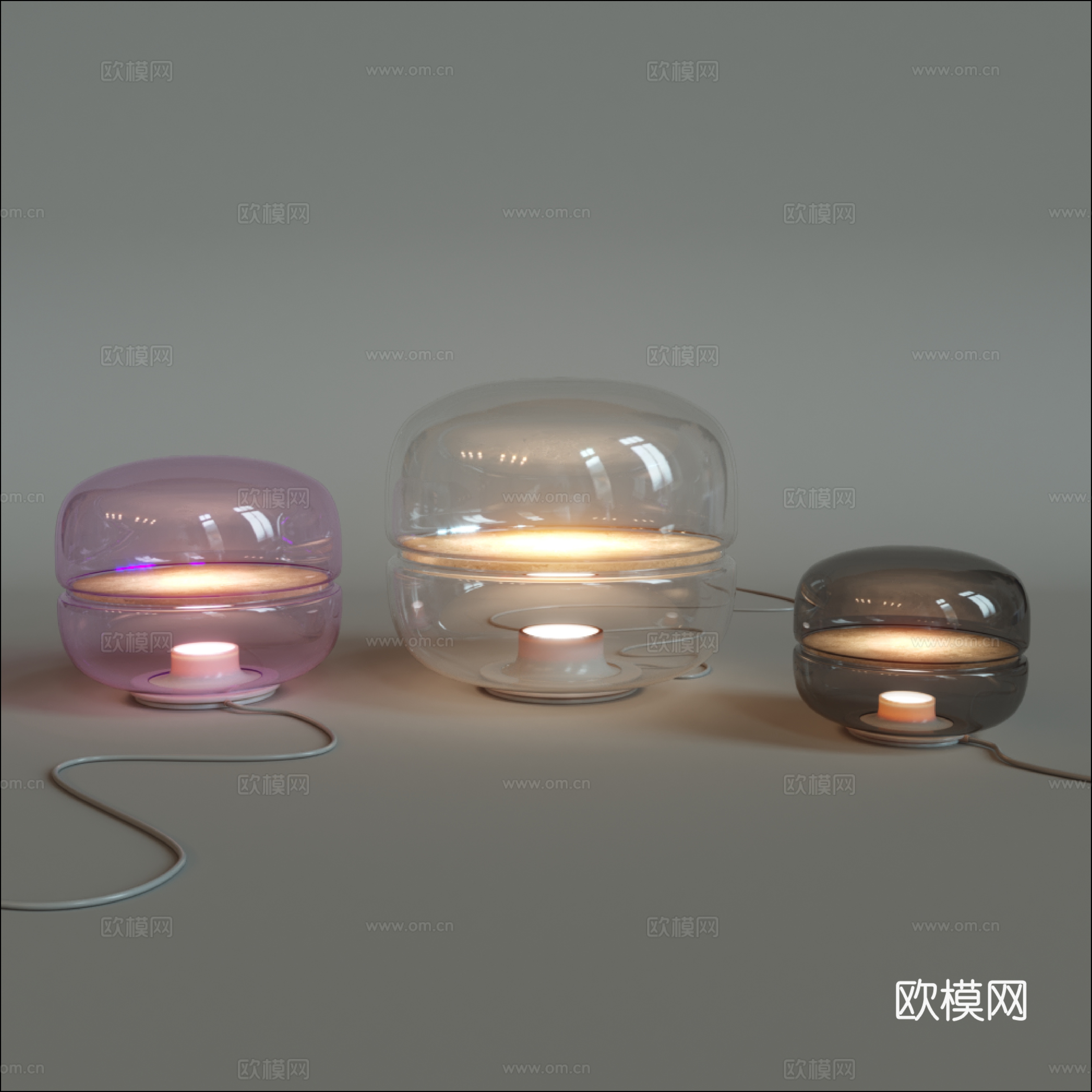 现代意式极简玻璃台灯3d模型
