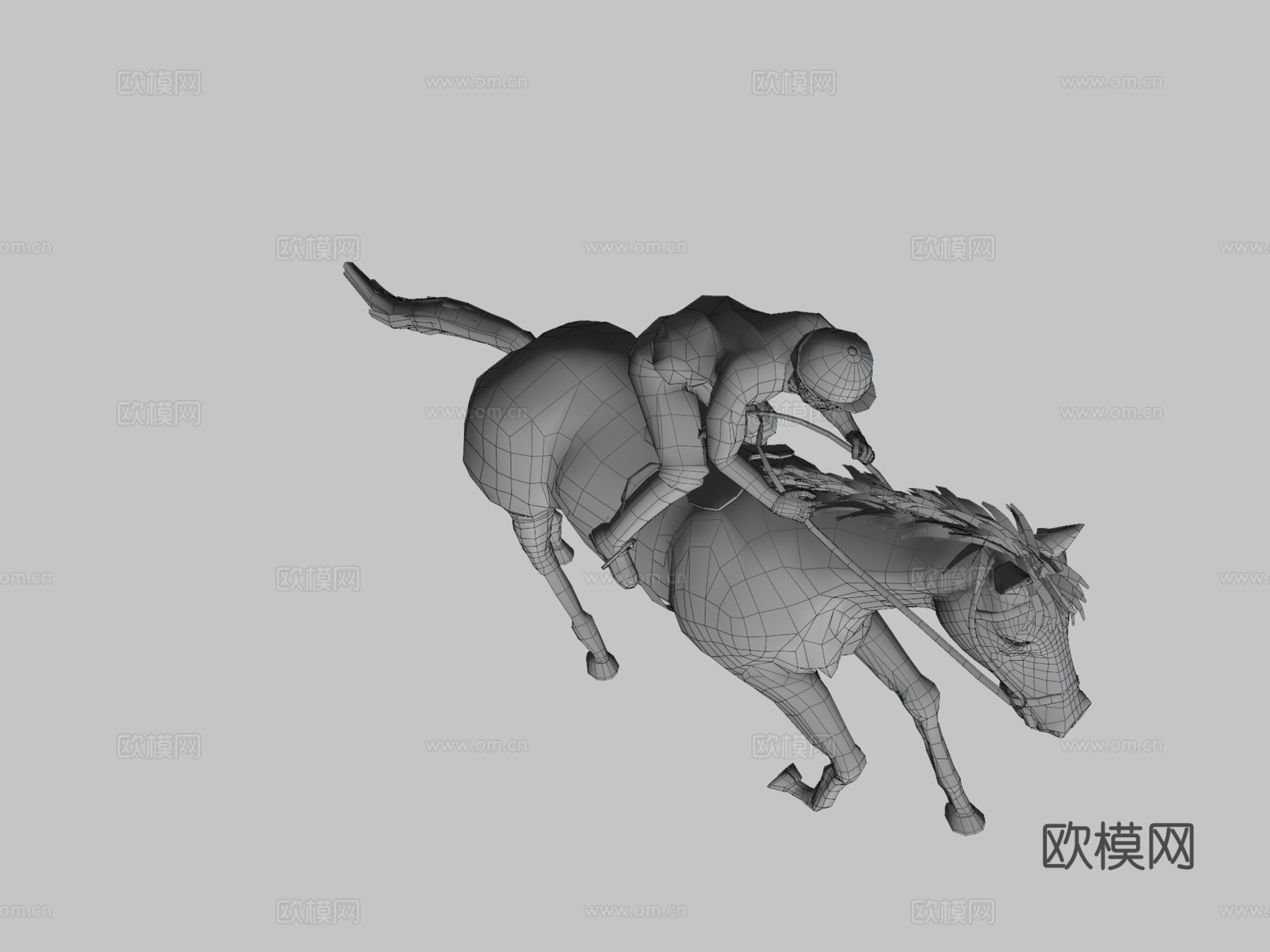 带动画的3D游戏马低多边形模型3d模型