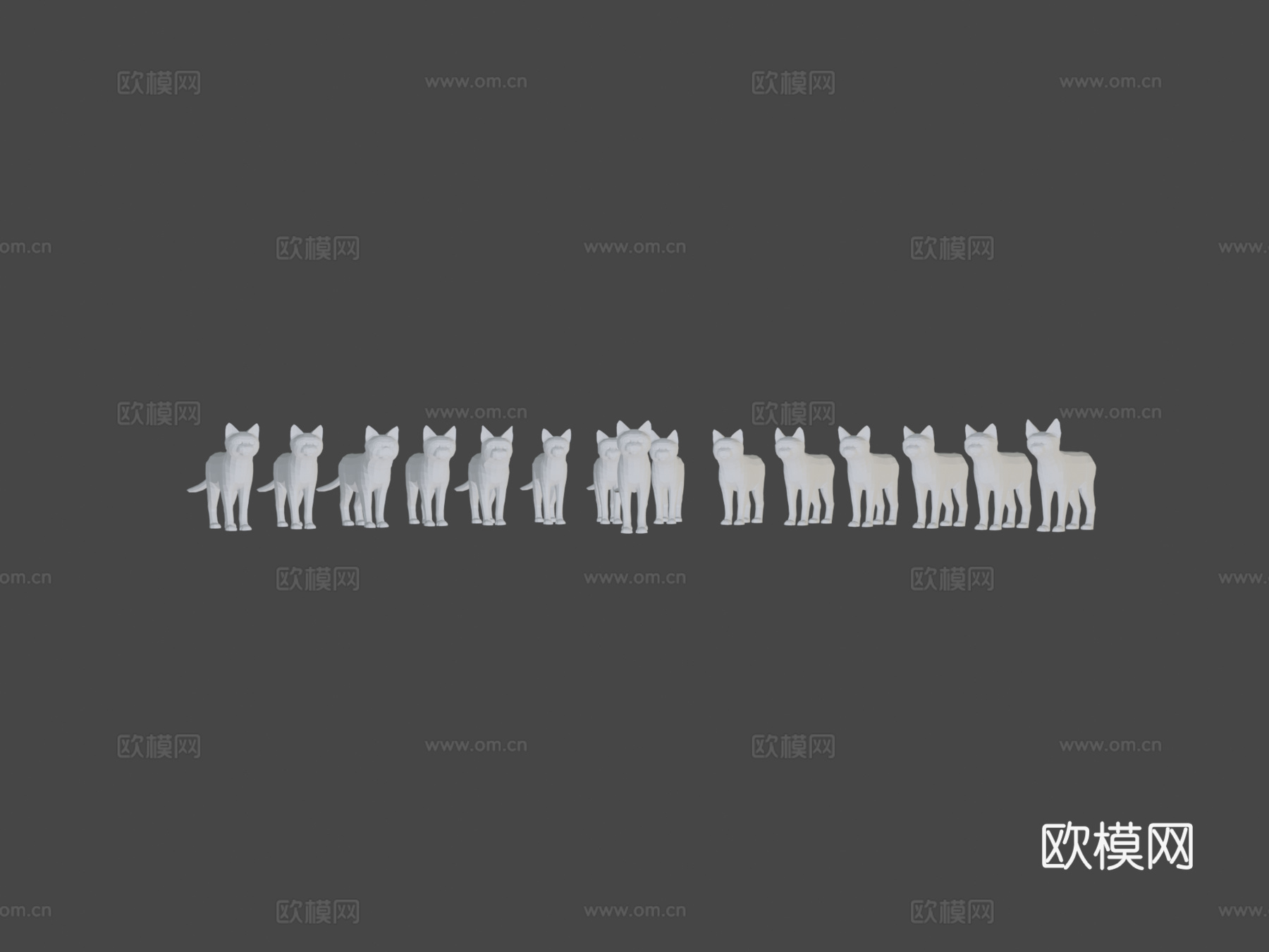 低多边形猫3d模型