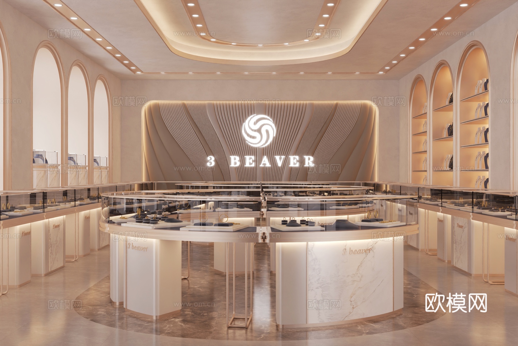 轻奢欧式珠宝店_珠宝店柜子珠宝店背景墙3d模型