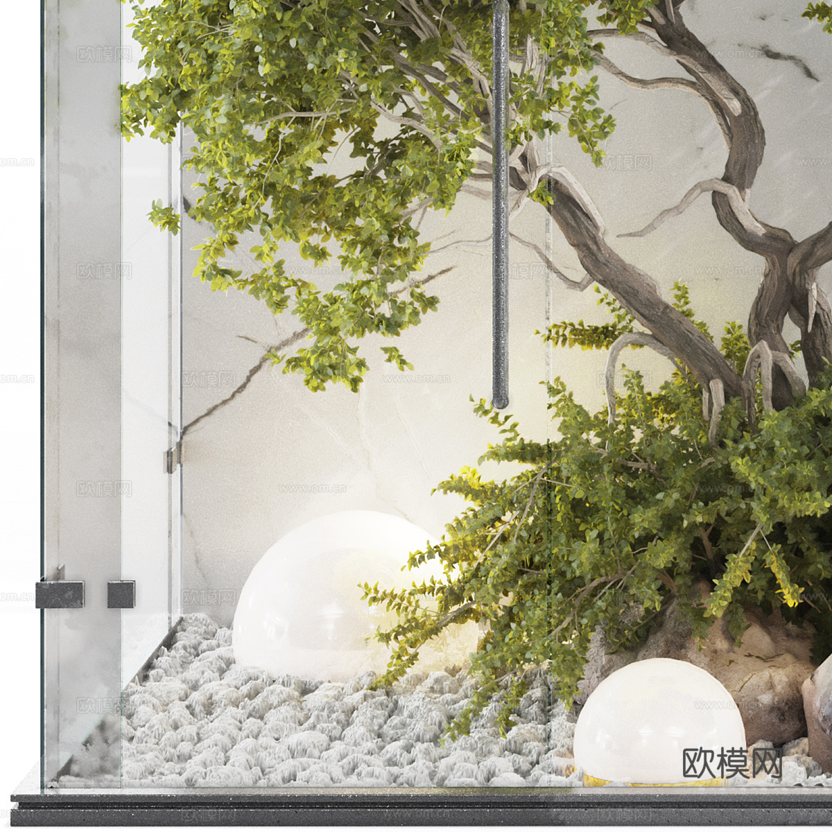 现代意式极简室内庭院3d模型