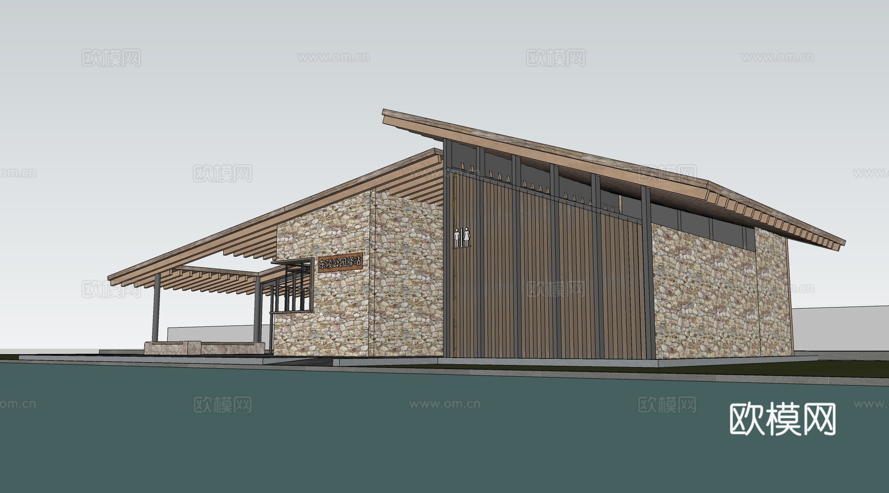 现代公厕建筑 厕所建筑 旅游厕所 公共卫生间su模型