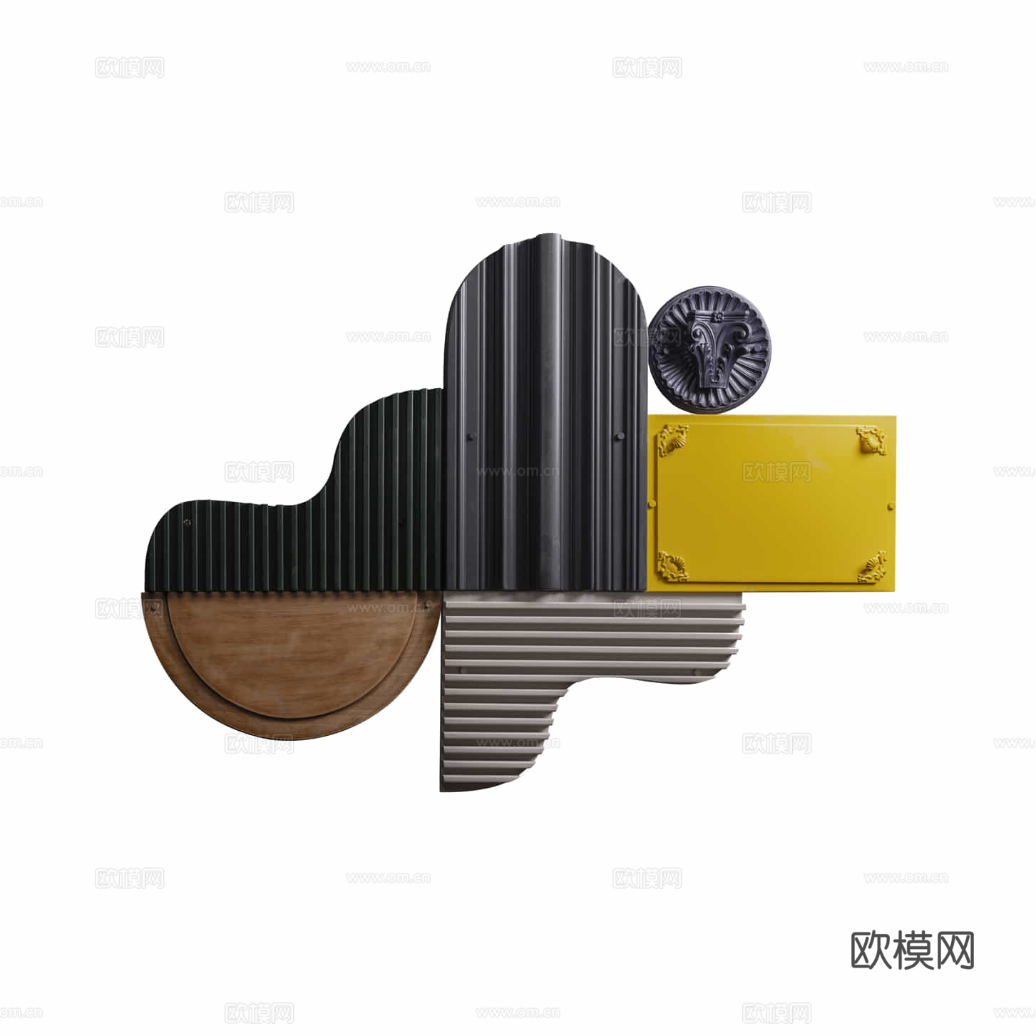 北欧中古几何形状墙上挂件 艺术欧式墙面挂件su模型