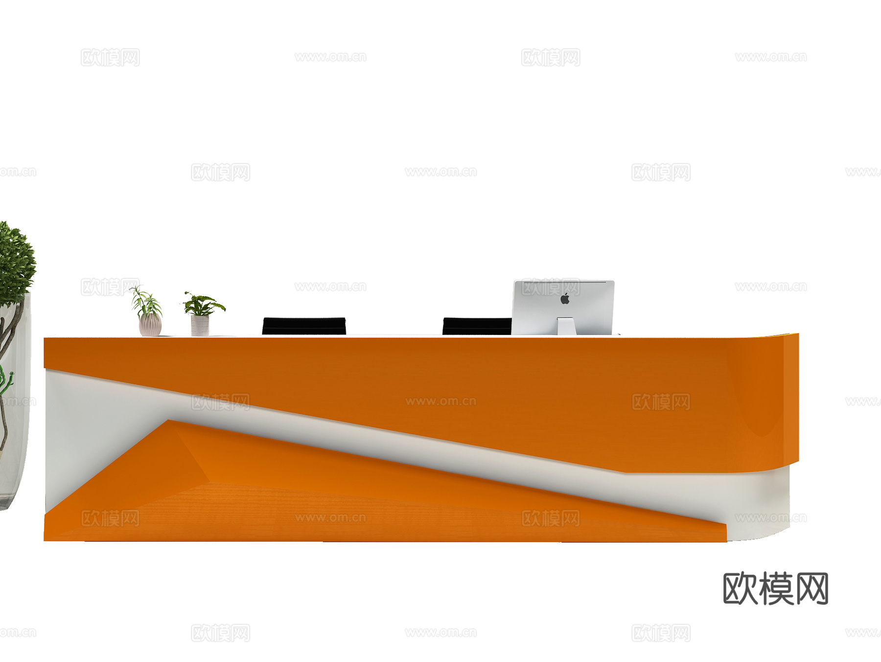 吧台 饰品摆件 装饰品 台灯 电脑 植物3d模型