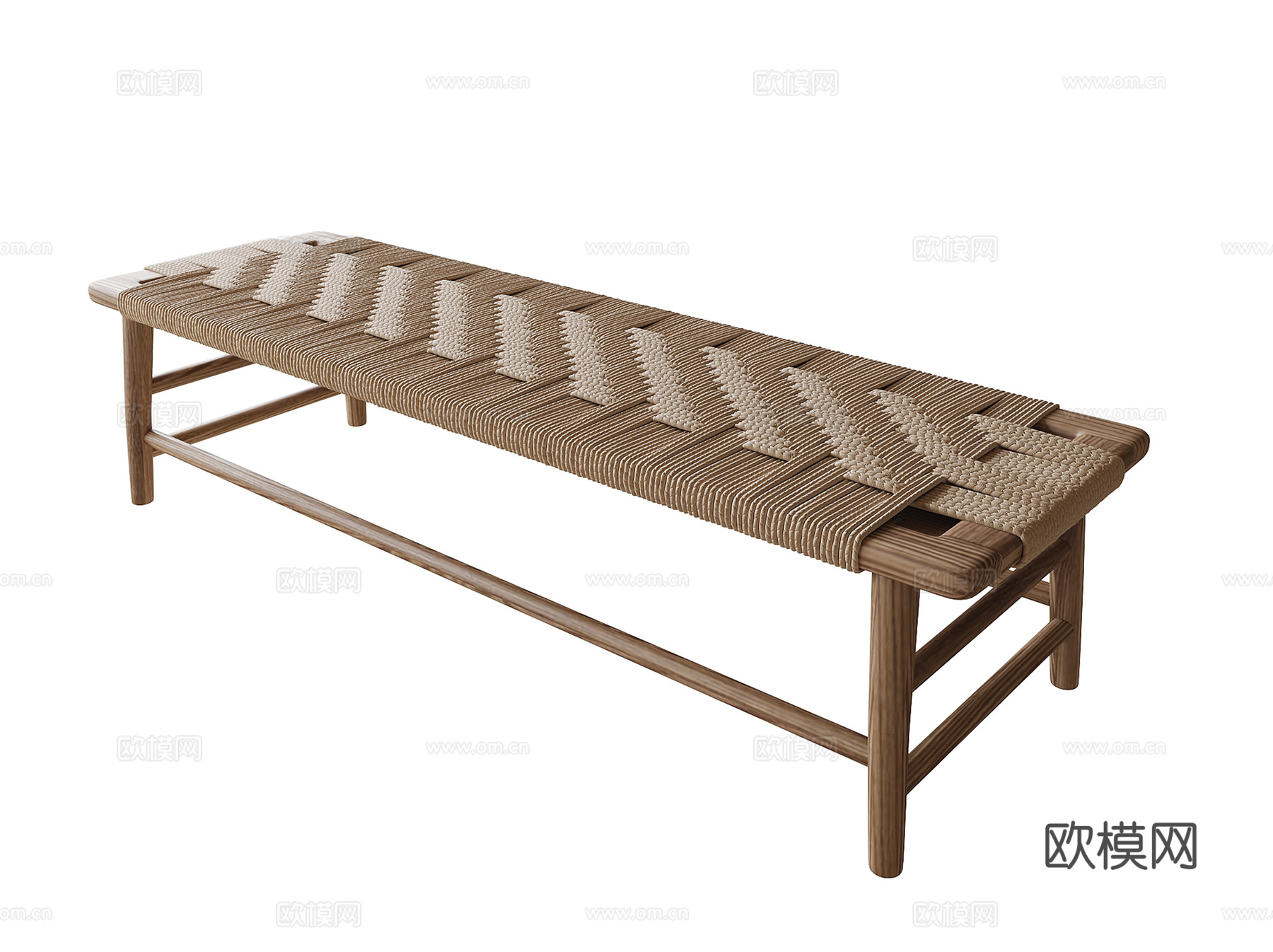 现代长凳 床尾凳su模型