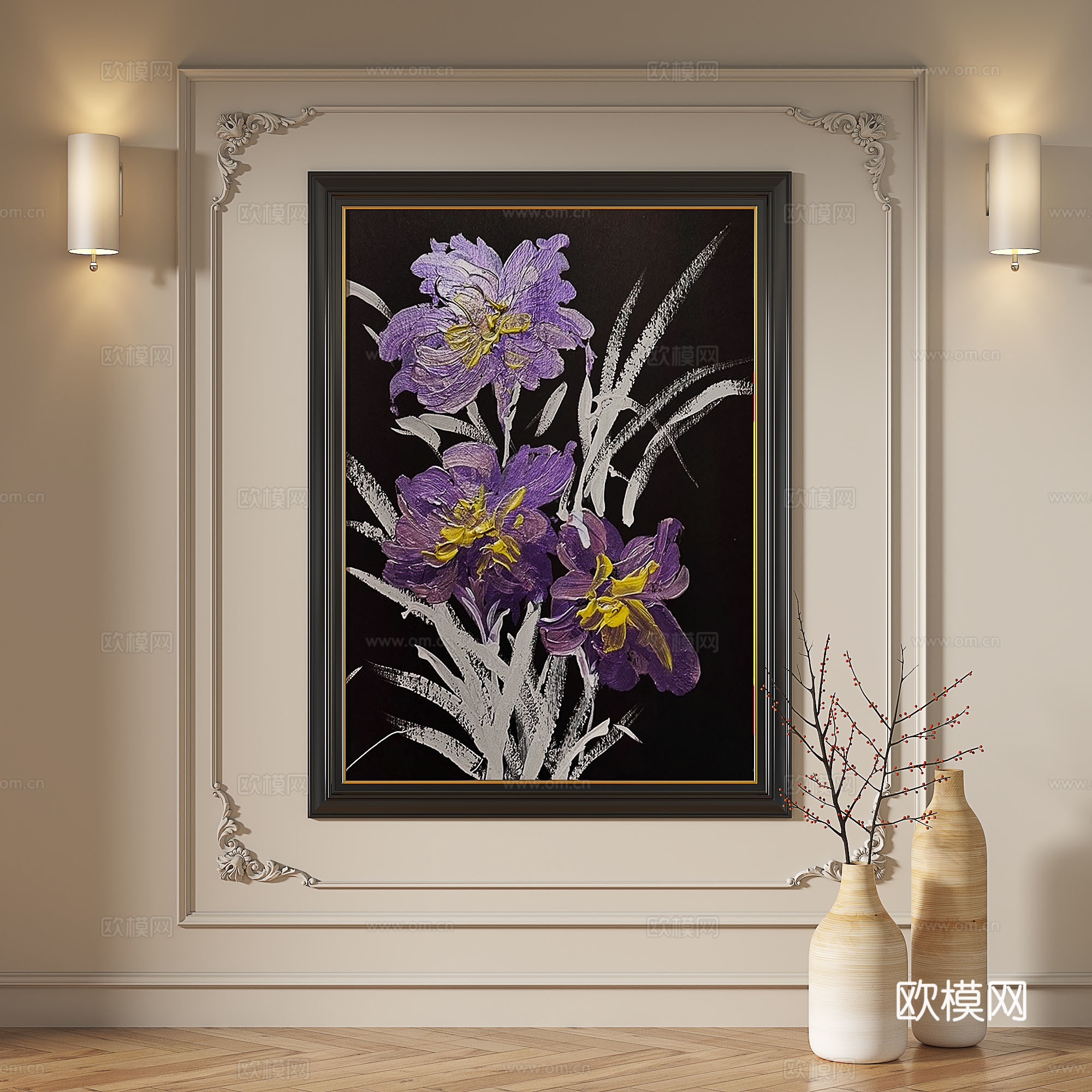法式，中古，复古，油画，轻奢，抽象，现代，欧式，古典，装饰画3d模型