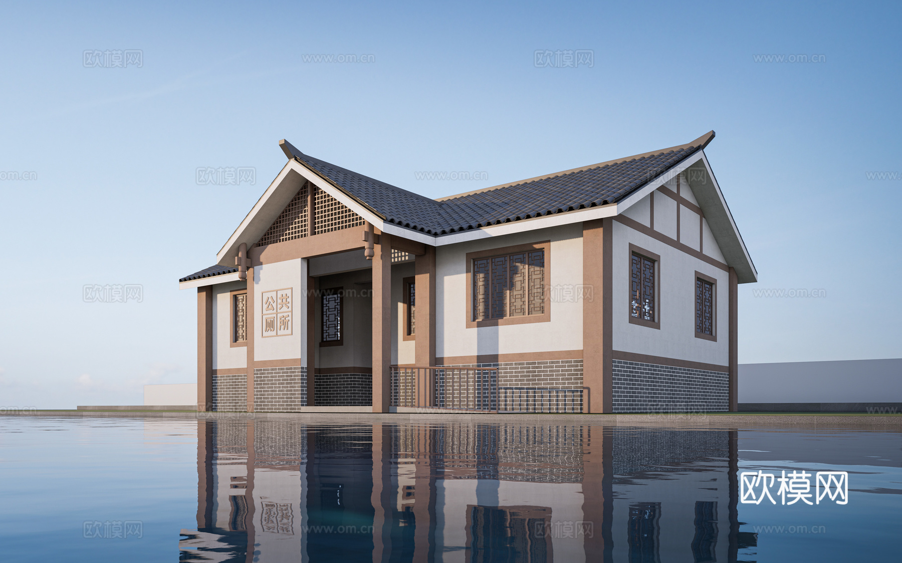 现代公厕建筑 厕所建筑 旅游厕所 公共卫生间su模型