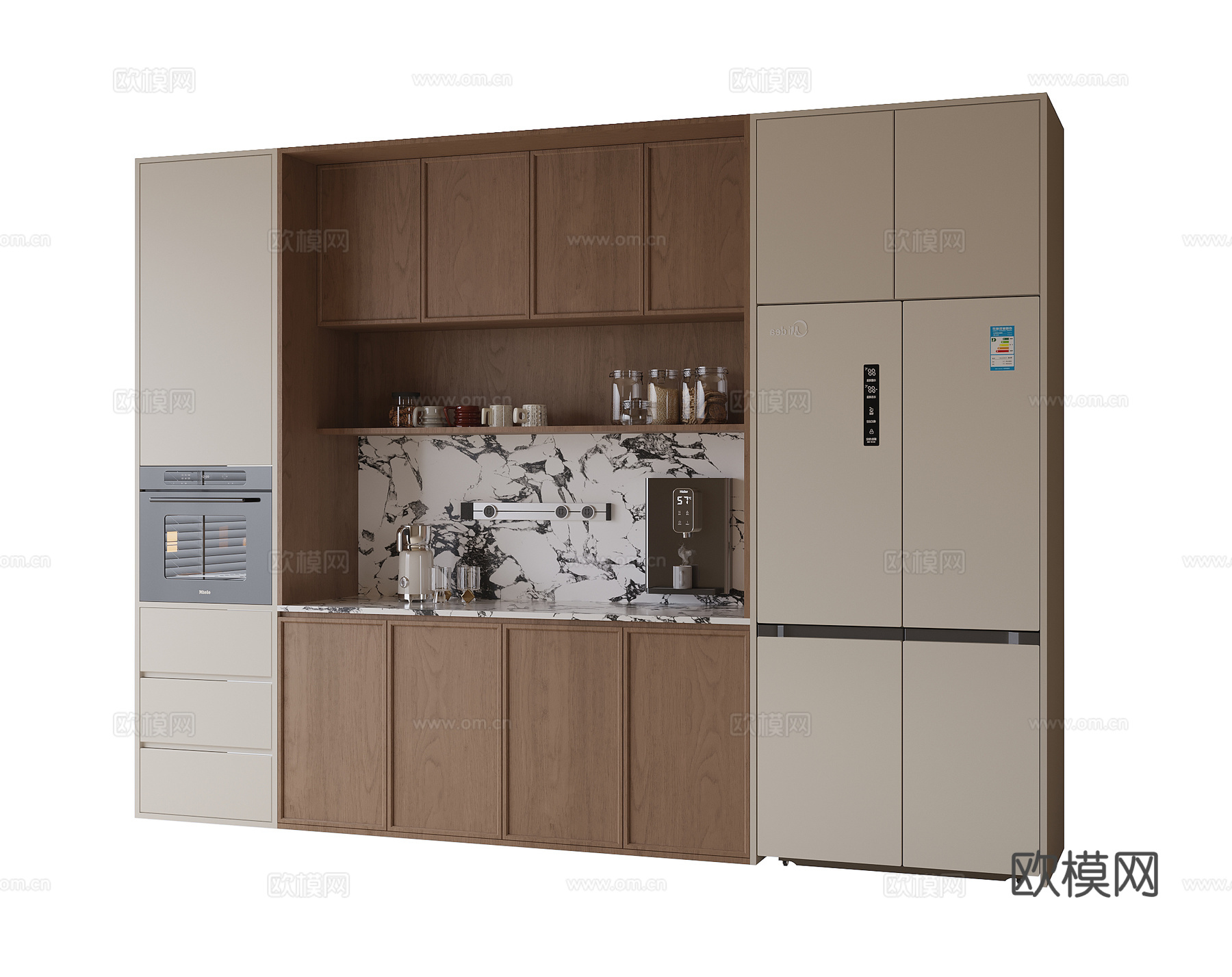 现代餐边柜 橱柜 冰箱柜3d模型