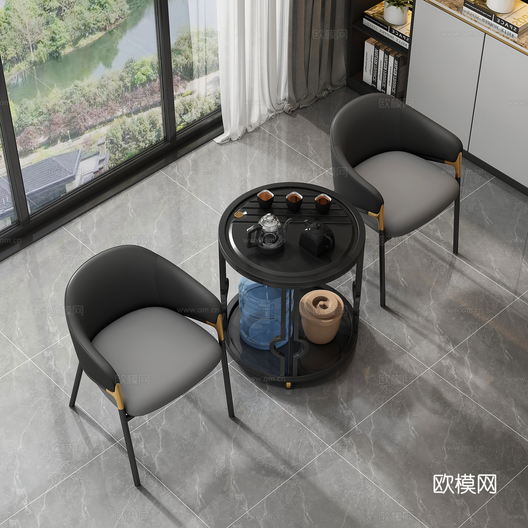 现代茶桌椅su模型