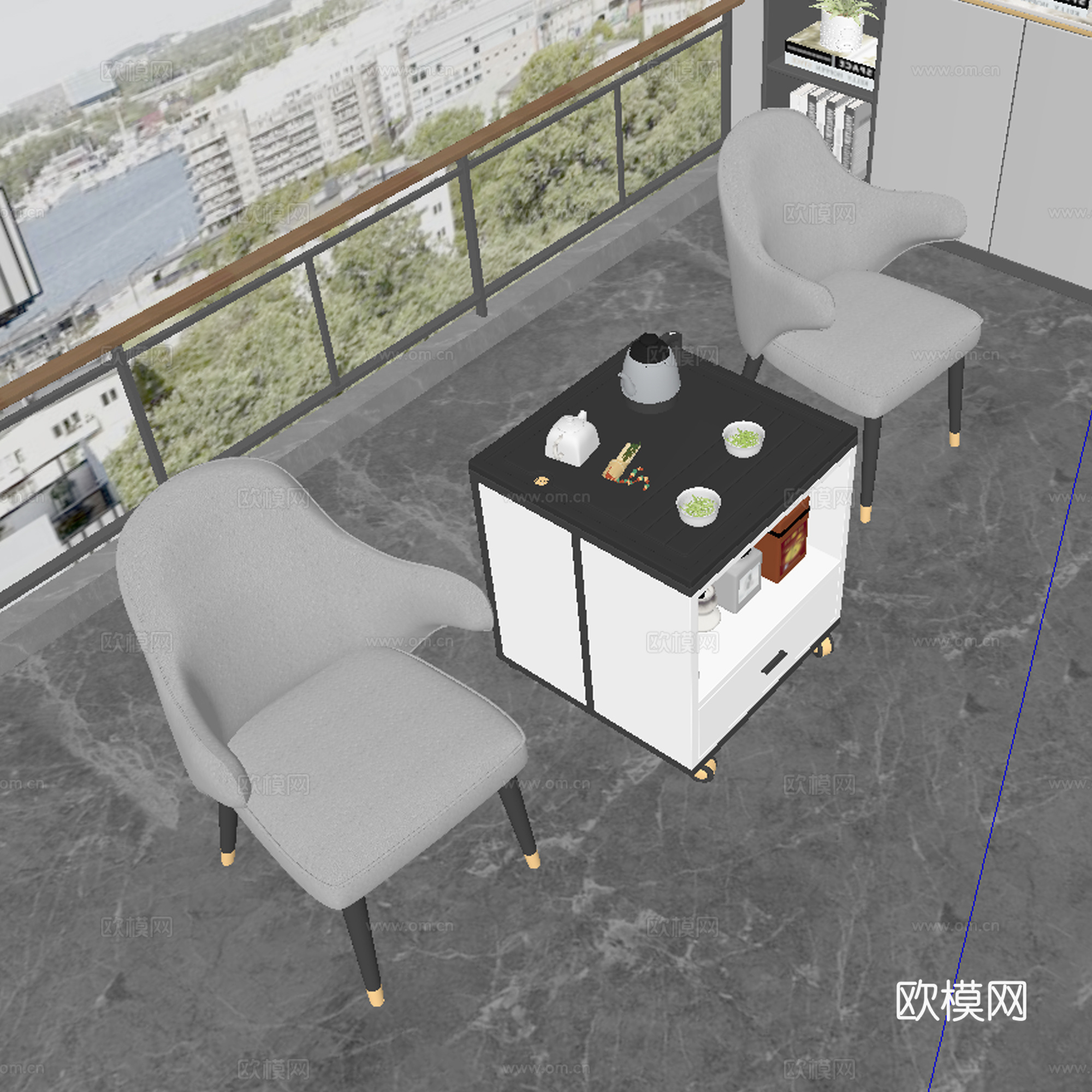 现代茶桌椅su模型
