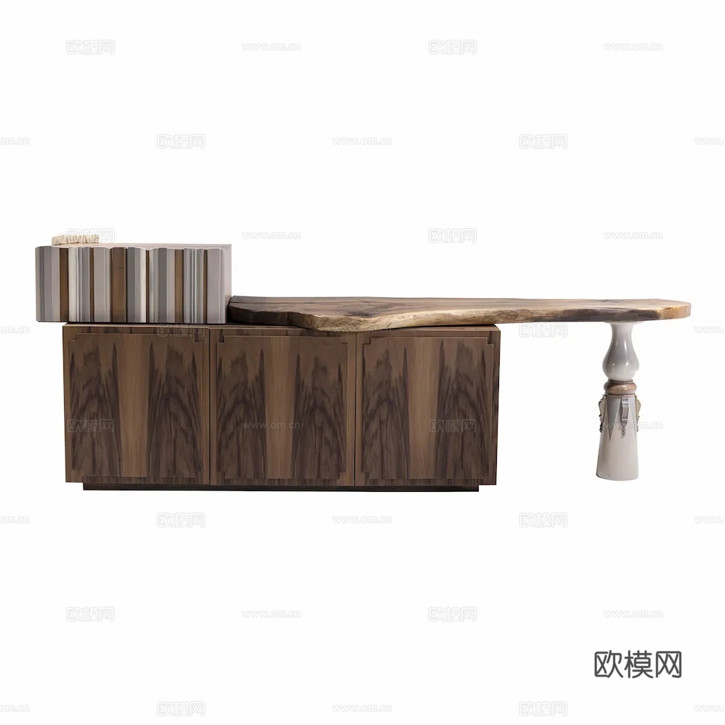 北欧中古端景柜 边柜 复古法式餐边柜 玄关柜艺术柜su模型