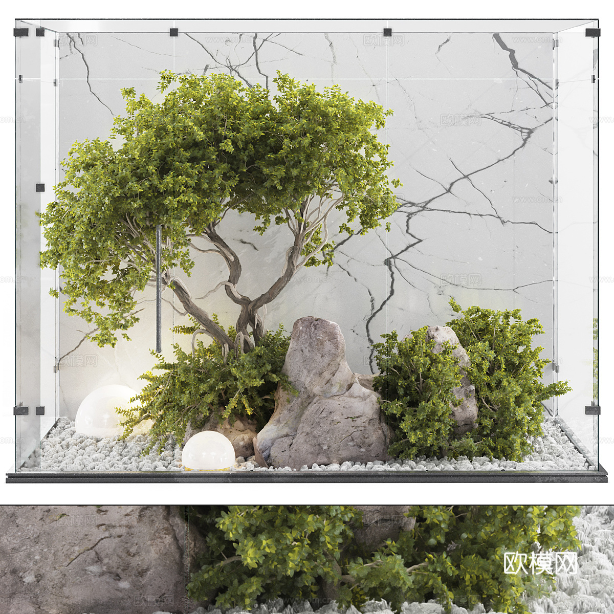 现代意式极简室内庭院3d模型