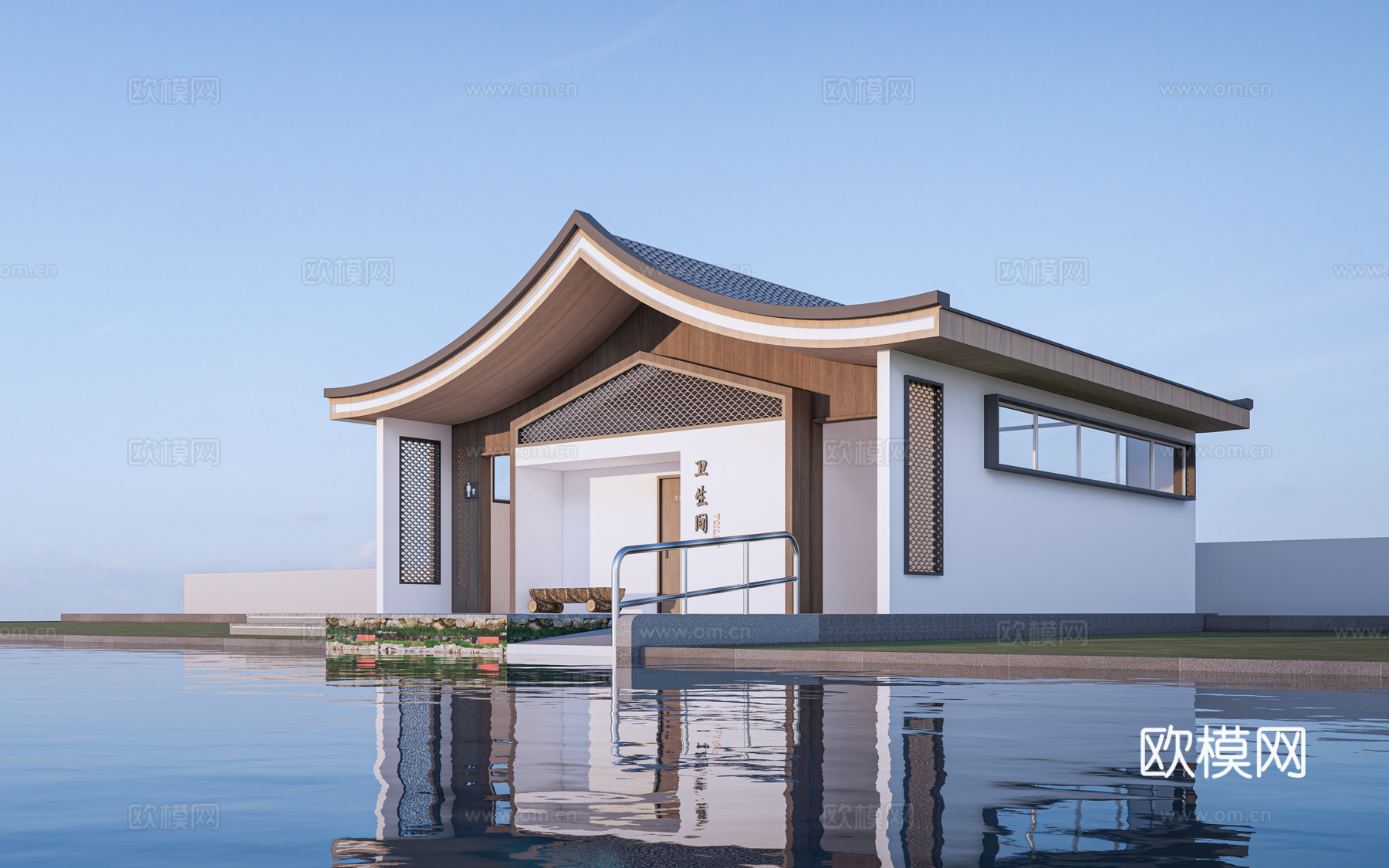 现代公厕建筑 厕所建筑 旅游厕所 公共卫生间su模型