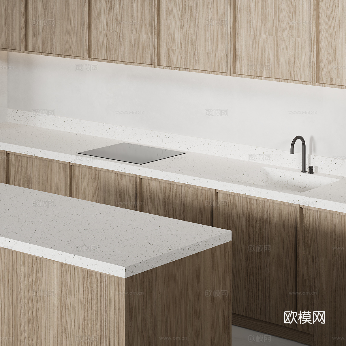 新中式原木风橱柜3d模型