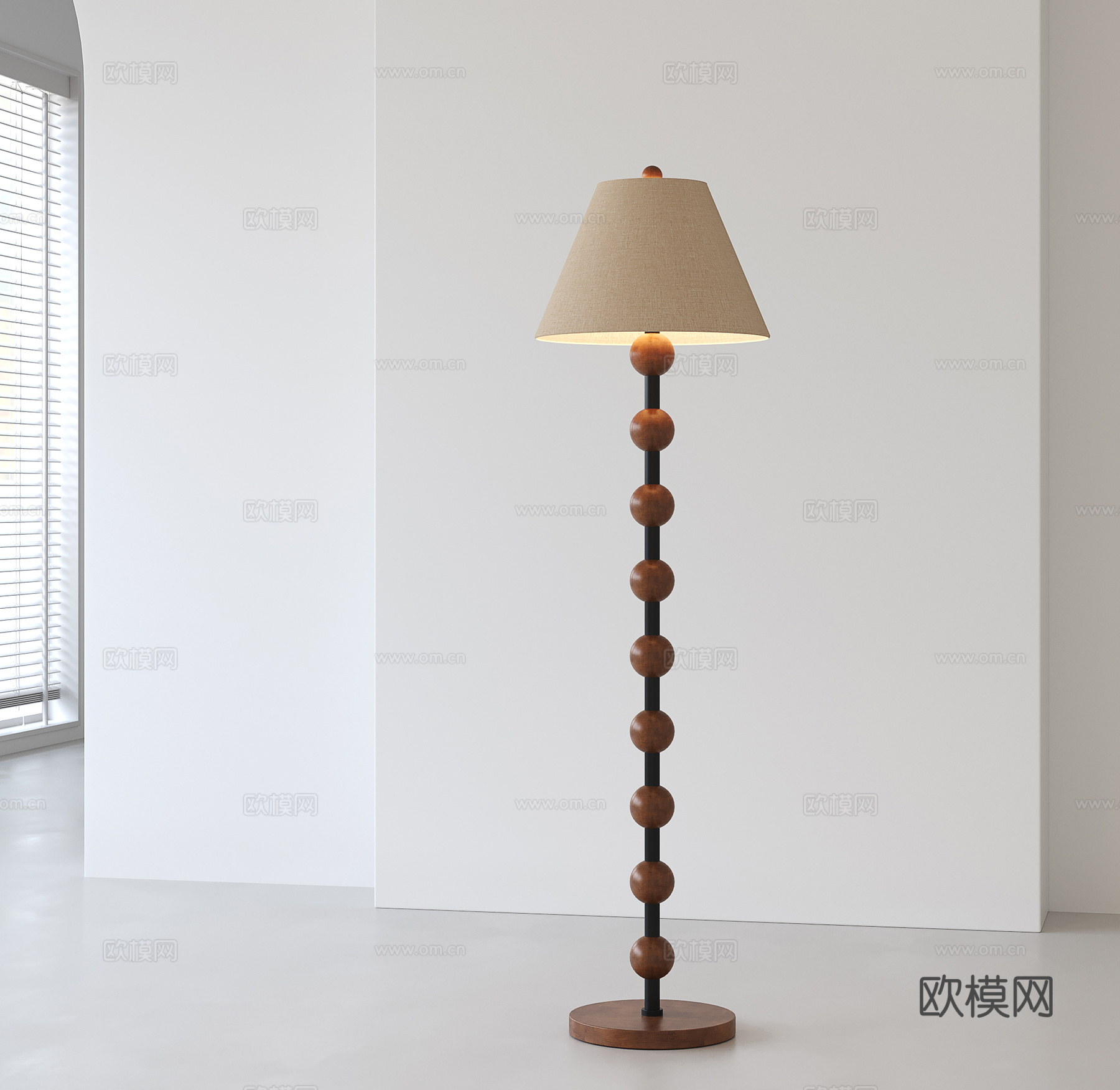 中古实木落地灯su模型