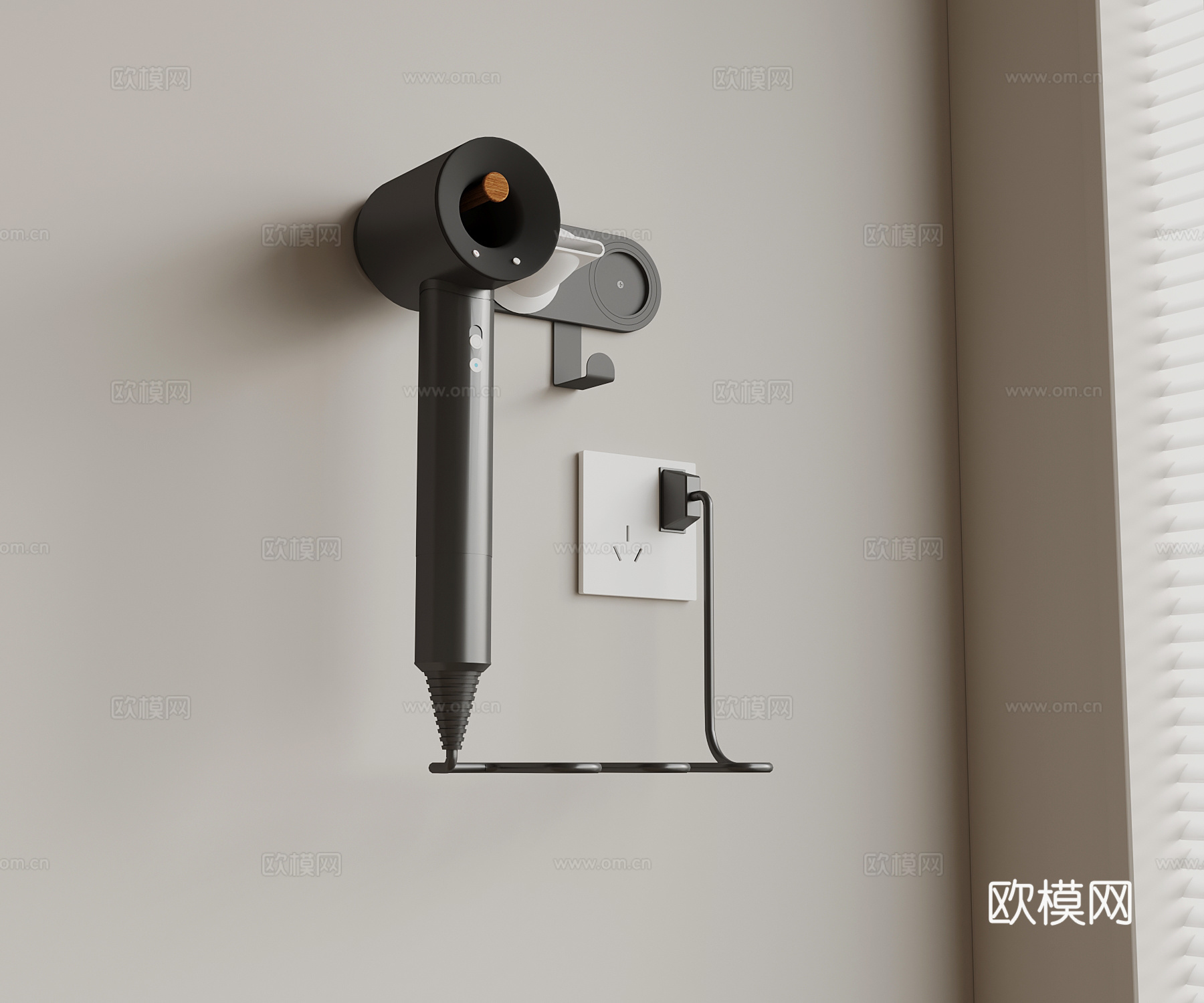 现代家用电器 吹风机su模型