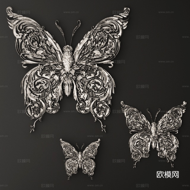 雕花 雕刻 蝴蝶雕花3d模型