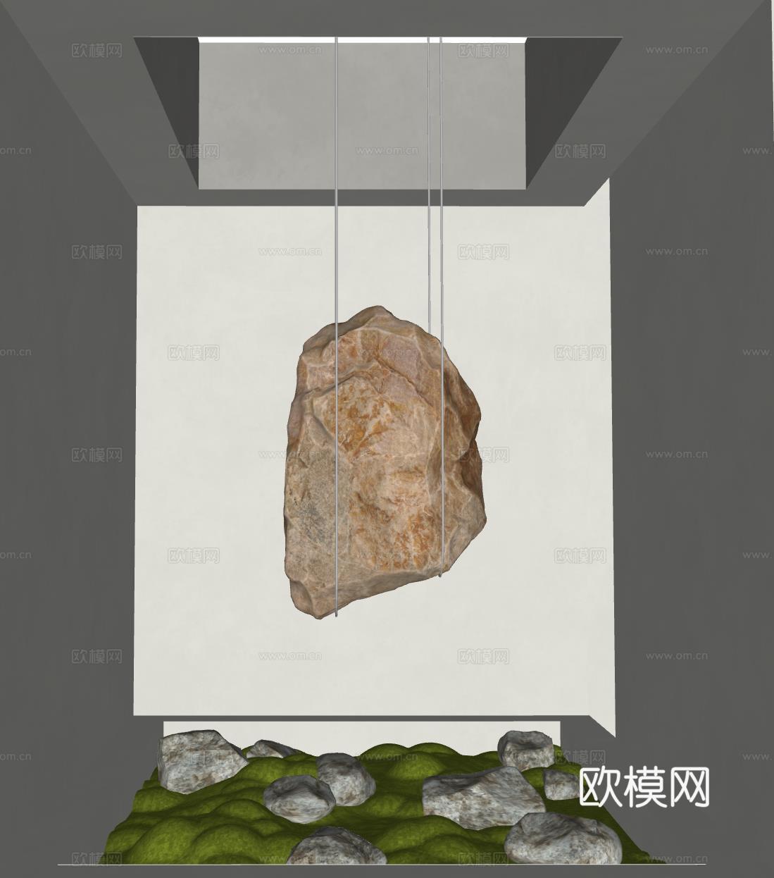 现代室内景观造景 苔藓景观 景观小品 景观石头 天井小景观su模型
