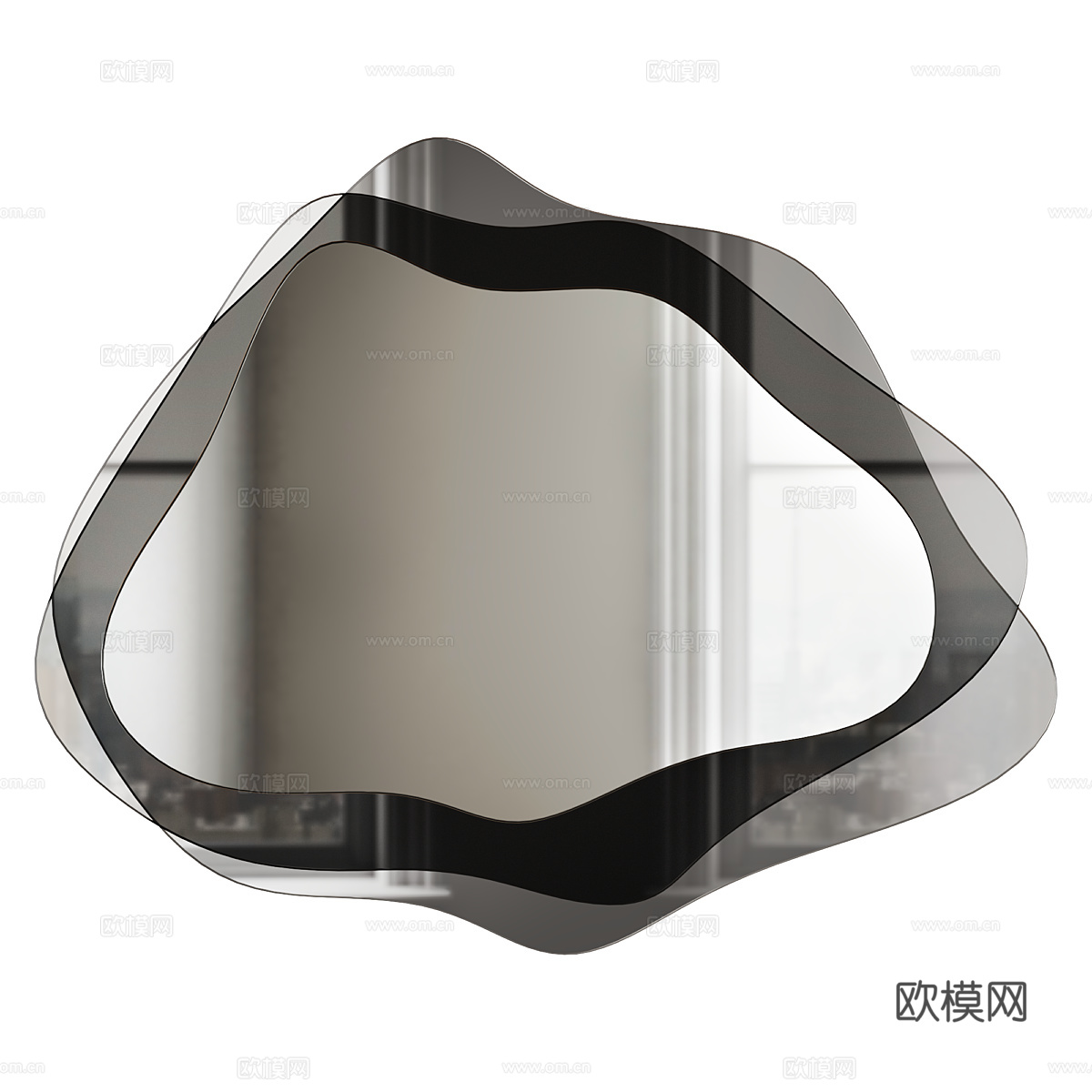 现代意式异形装饰镜子3d模型