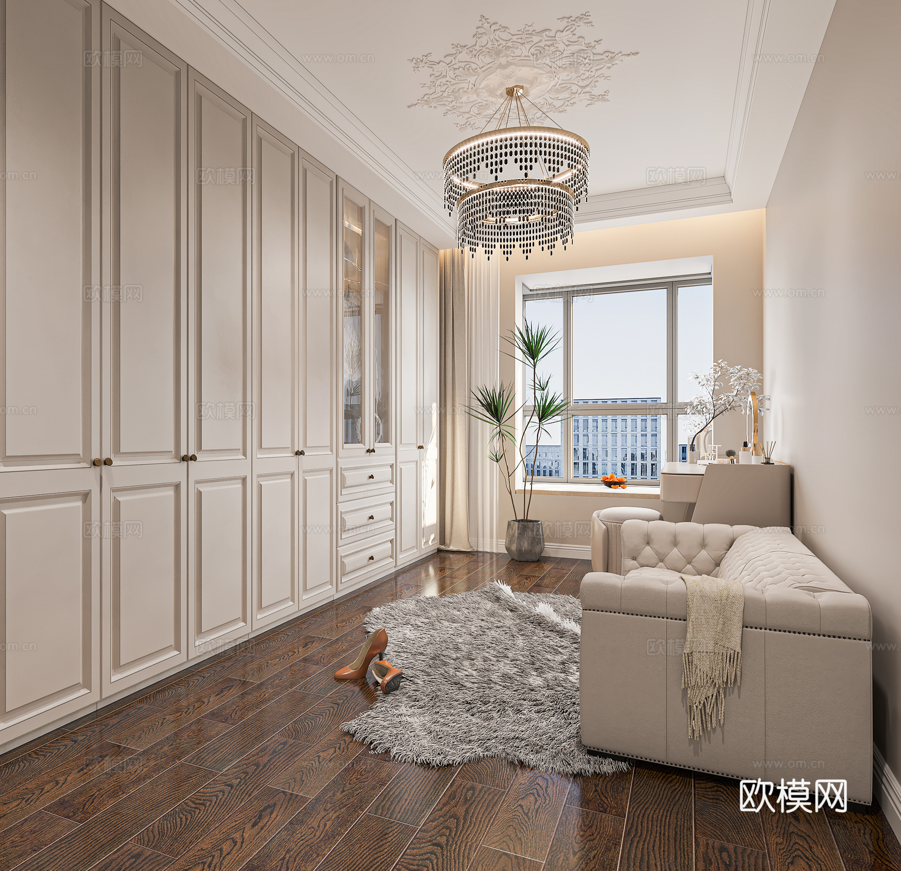 美式衣帽间3d模型