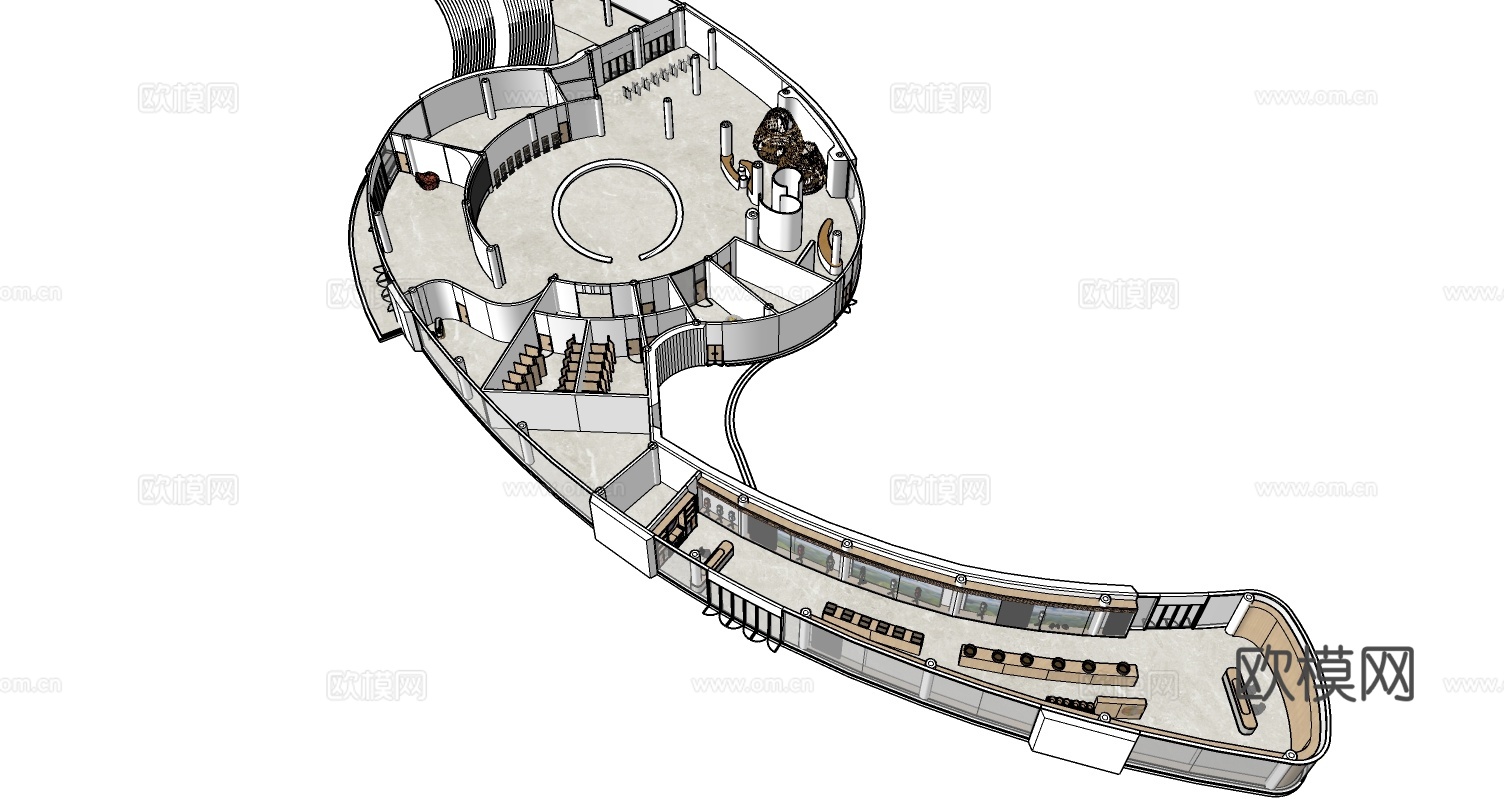 接待、展销区 异形建筑su模型
