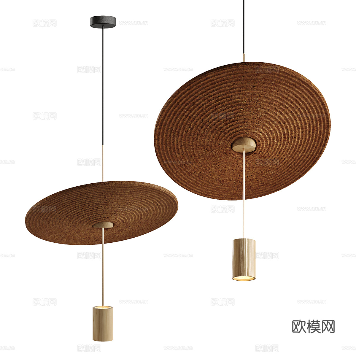 新中式轻奢藤编装饰小吊灯3d模型