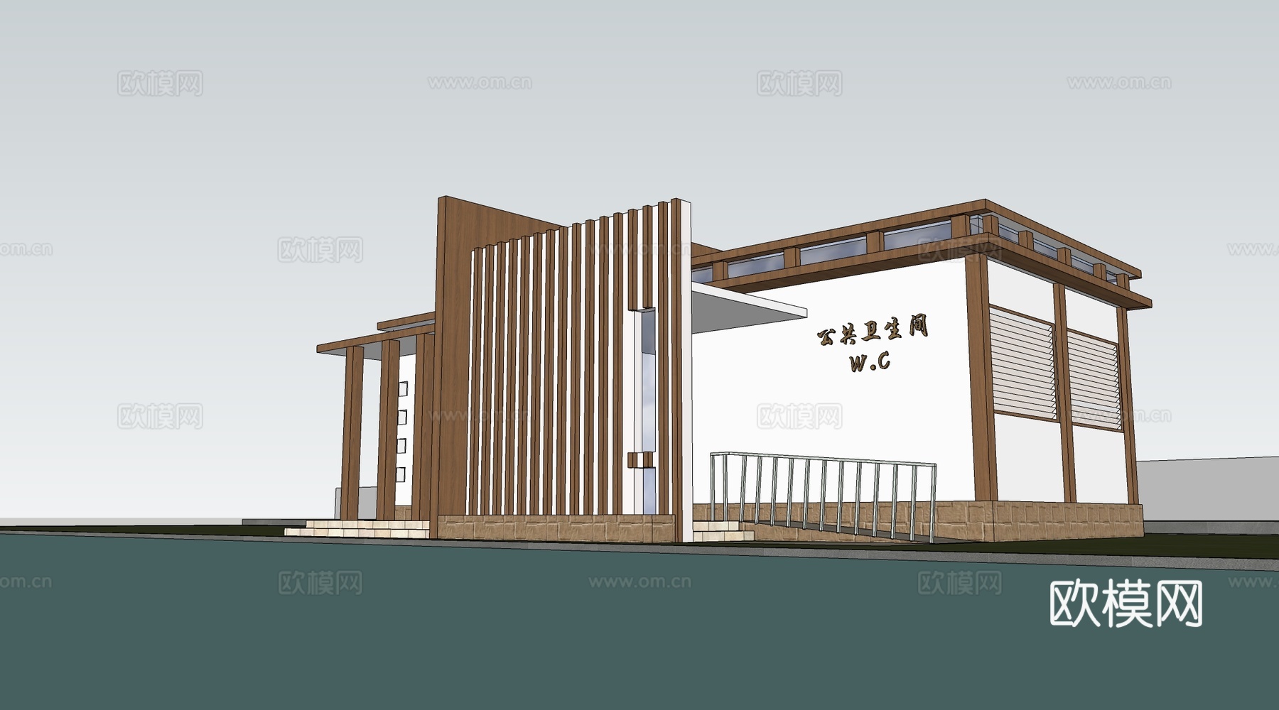 现代公厕建筑 厕所建筑 旅游厕所 公共卫生间su模型