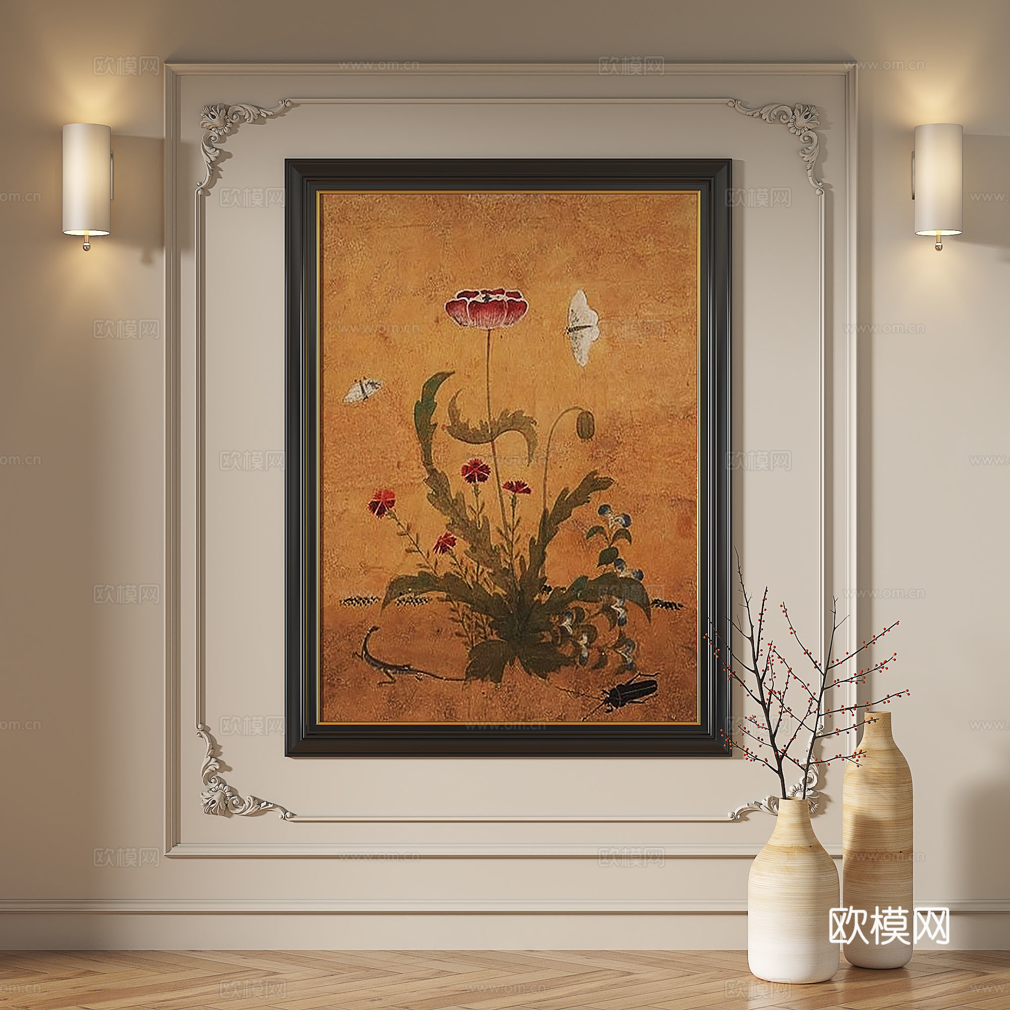法式，中古，复古，油画，轻奢，抽象，现代，欧式，古典，装饰画3d模型