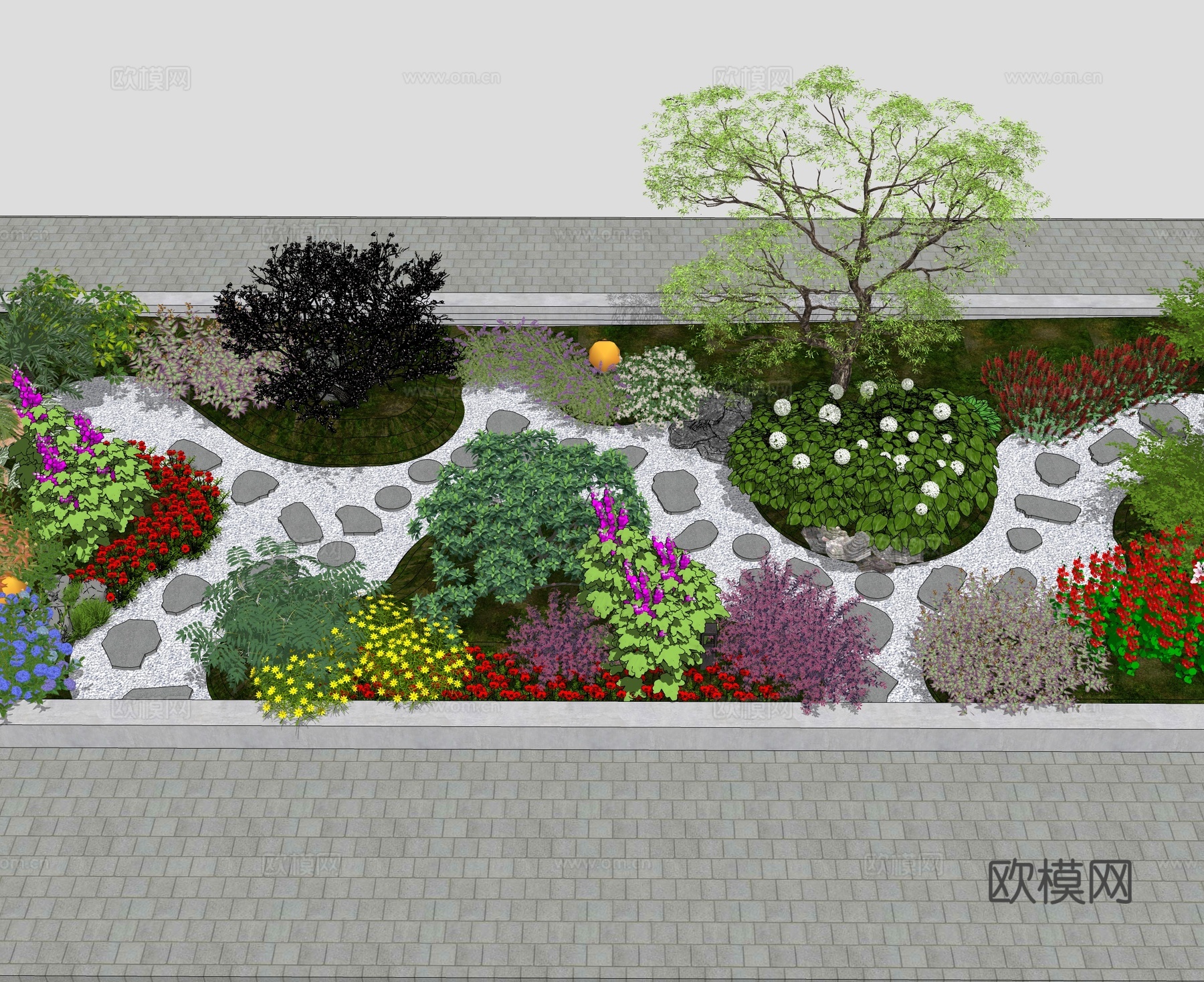 现代屋顶花园 空中花园 庭院花园su模型