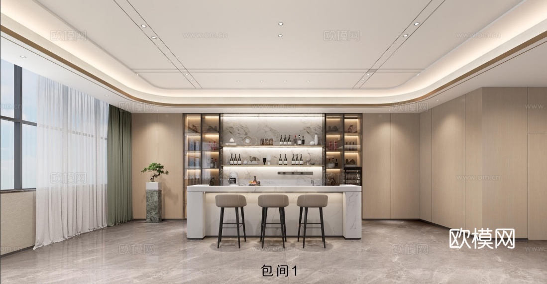 酒店包间   餐厅包间su模型