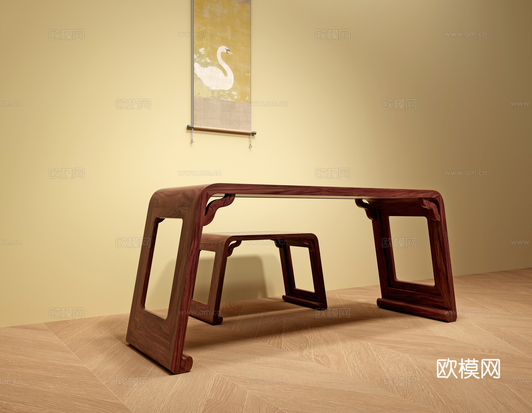 明式经典琴桌3d模型