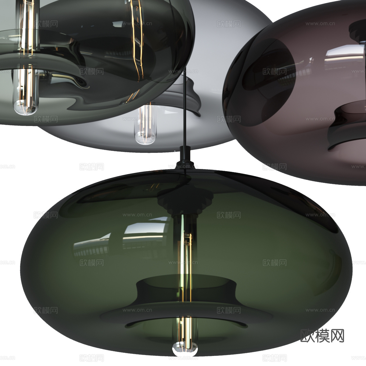 现代意式极简球形玻璃吊灯3d模型