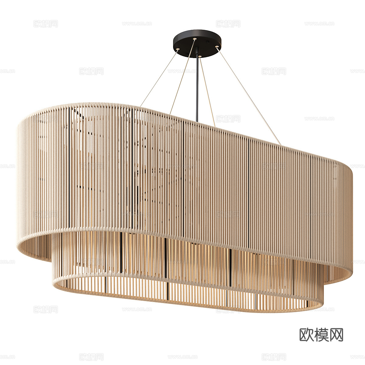 新中式侘寂藤编装饰吊灯3d模型